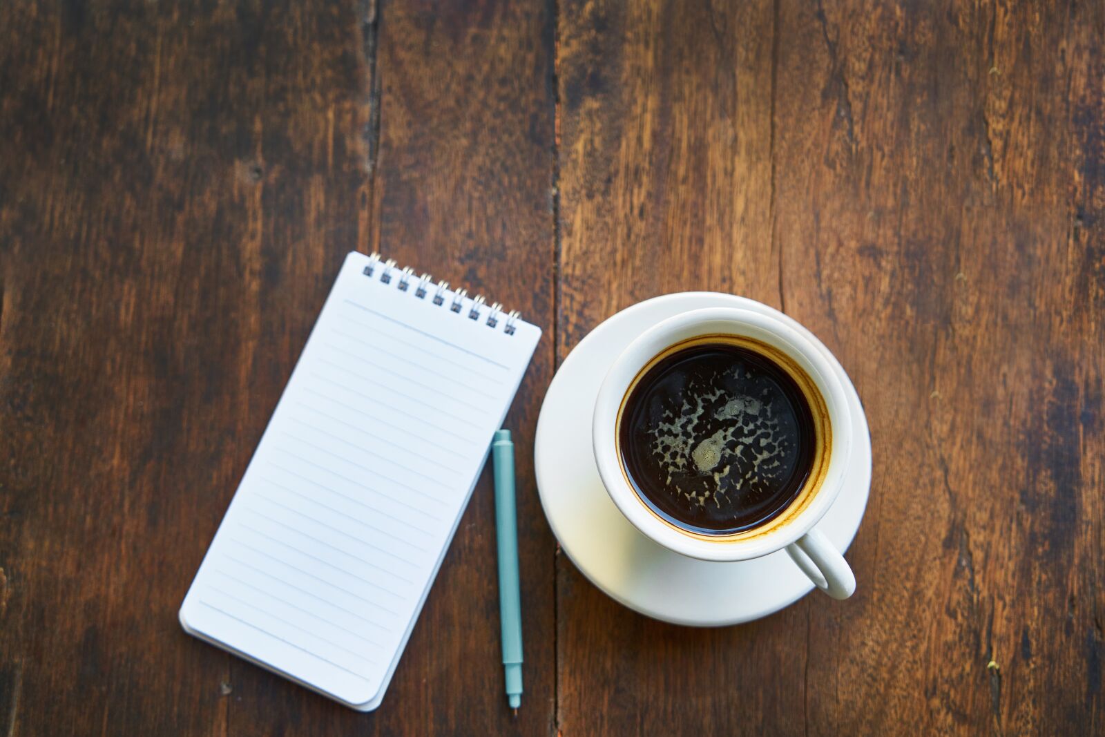 Sony a7R II sample photo. Coffee, note book, cup photography