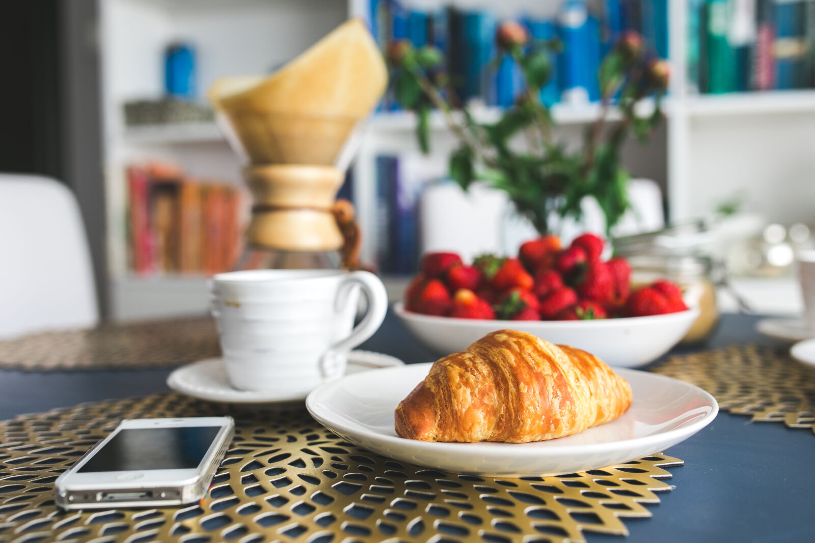 Canon EOS 6D + Sigma 35mm F1.4 DG HSM Art sample photo. Croissants, and, strawberry, for photography