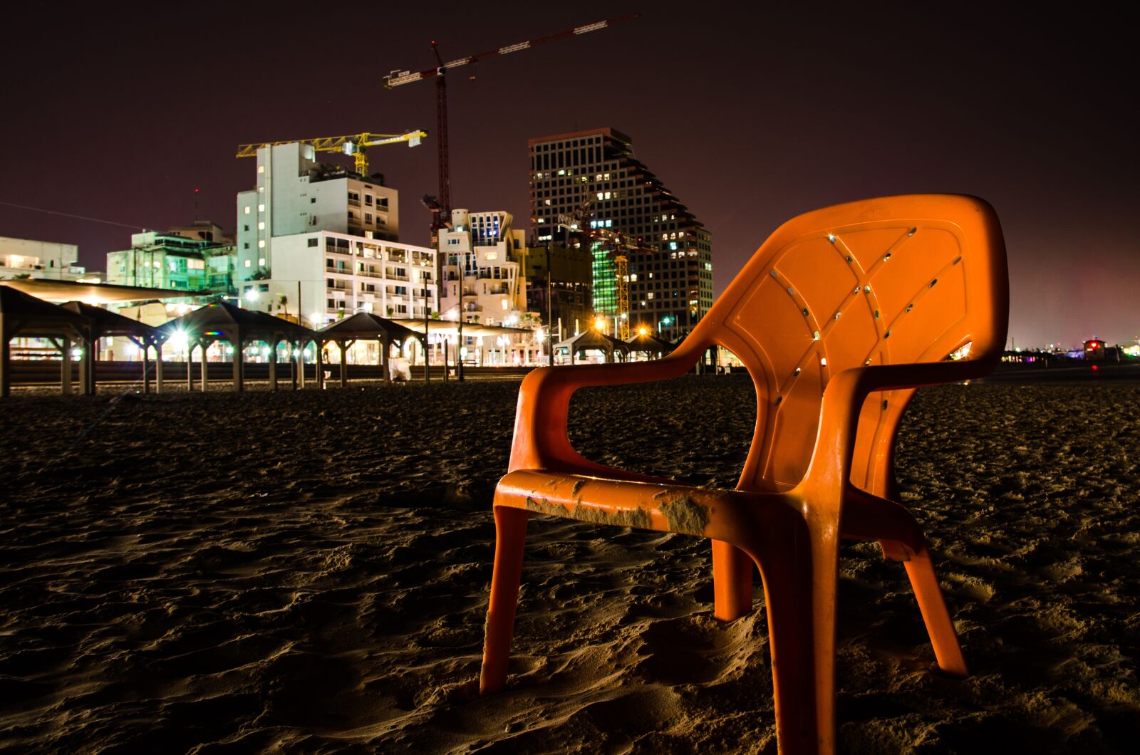 Nikon D5100 sample photo. Chair, beach, night photography