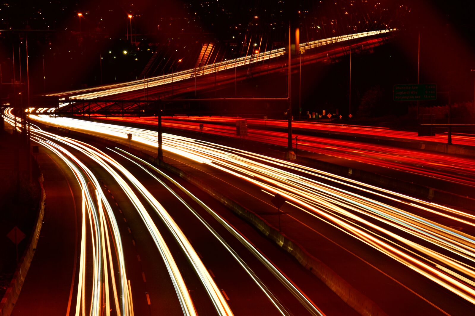 Nikon D7500 sample photo. Night traffic, suspension bridge photography