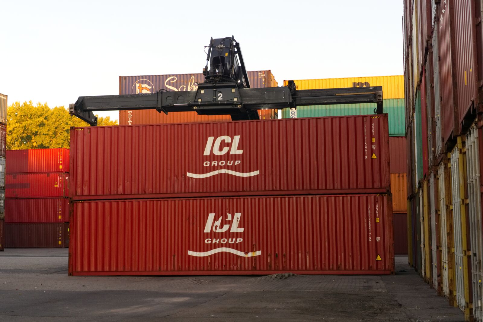 Sony a6000 + Sony E 35mm F1.8 OSS sample photo. Container, loading crane, sunrise photography