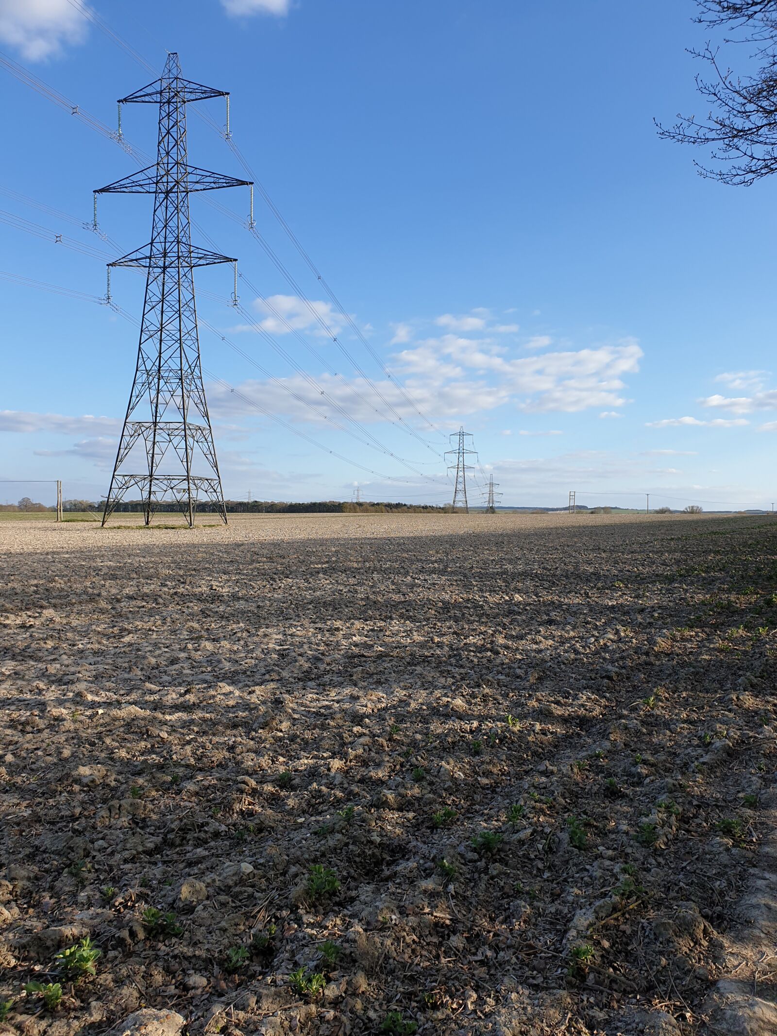 Samsung Galaxy S9 sample photo. Pylons, field, sky photography