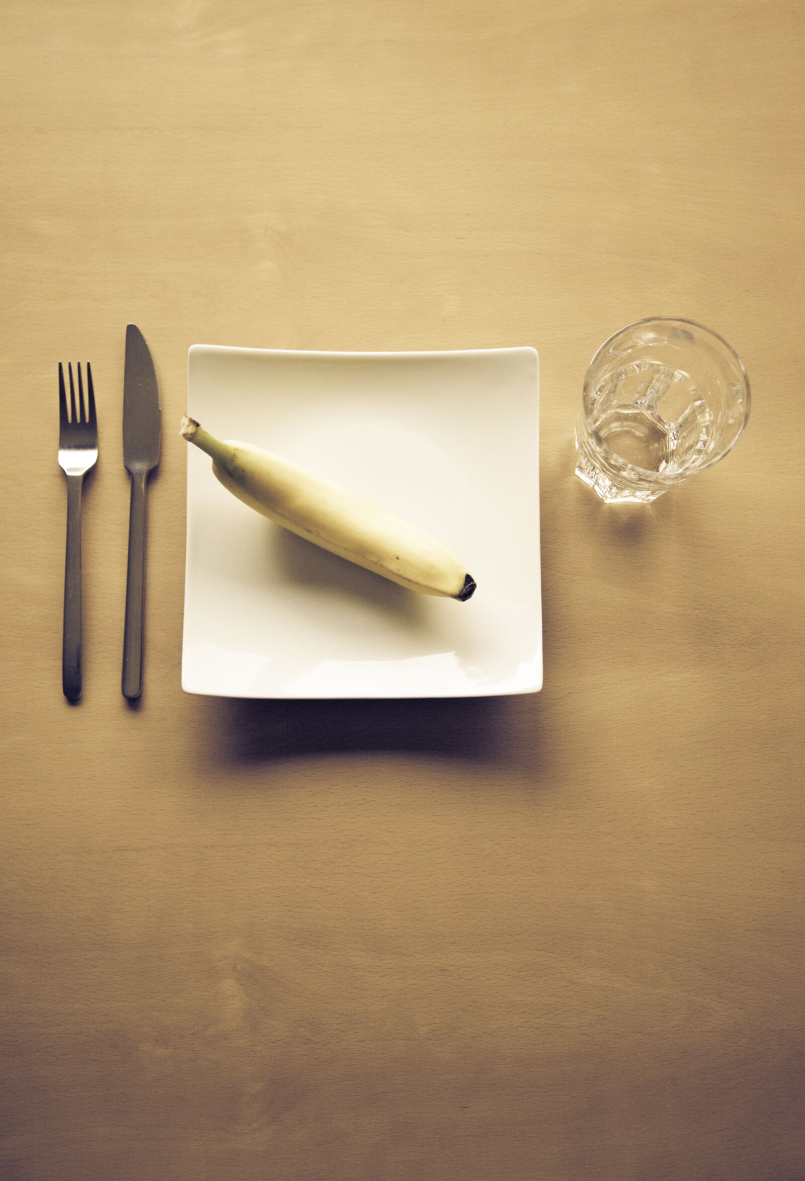 Canon EOS 5D sample photo. Plate, knife, fork, banana photography