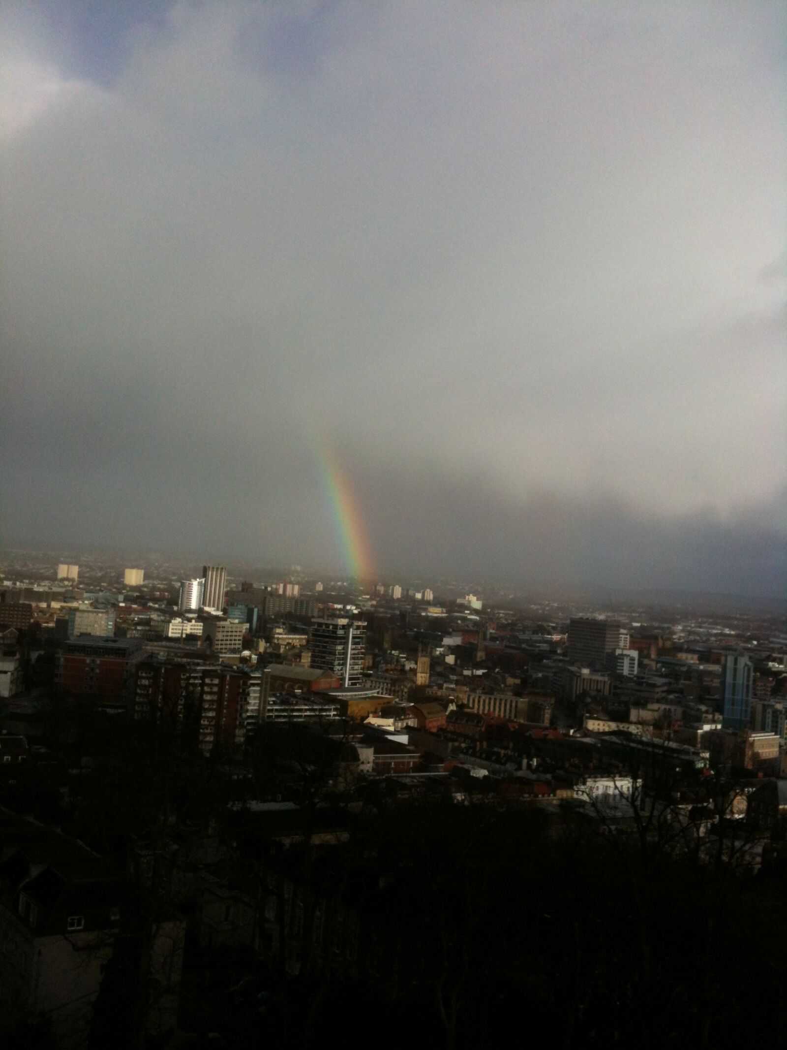 Apple iPhone 3GS sample photo. Buildings, city, clouds, rainbow photography