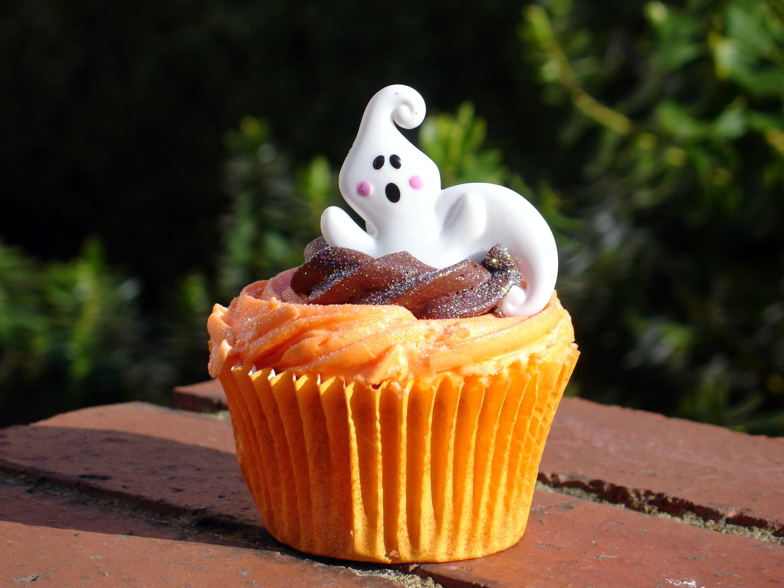 Sony DSC-V3 sample photo. Close, cupcake, ghost, outdoor photography