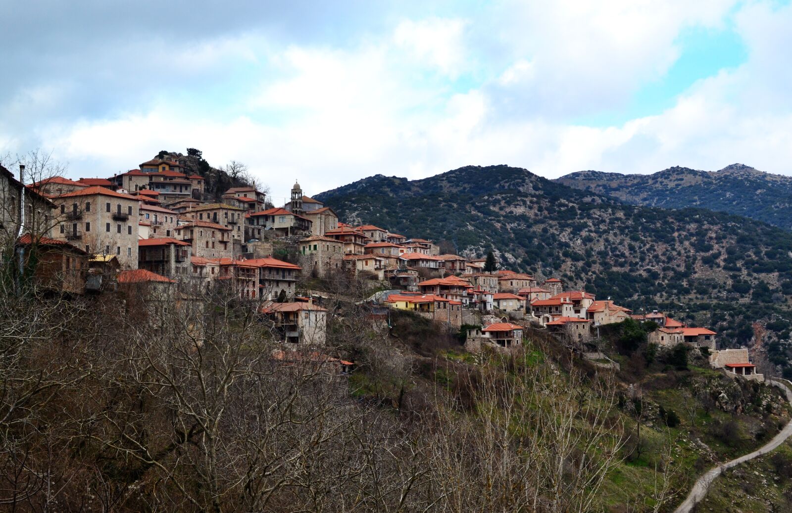 Nikon D3100 sample photo. Mountain village panorama, greece photography