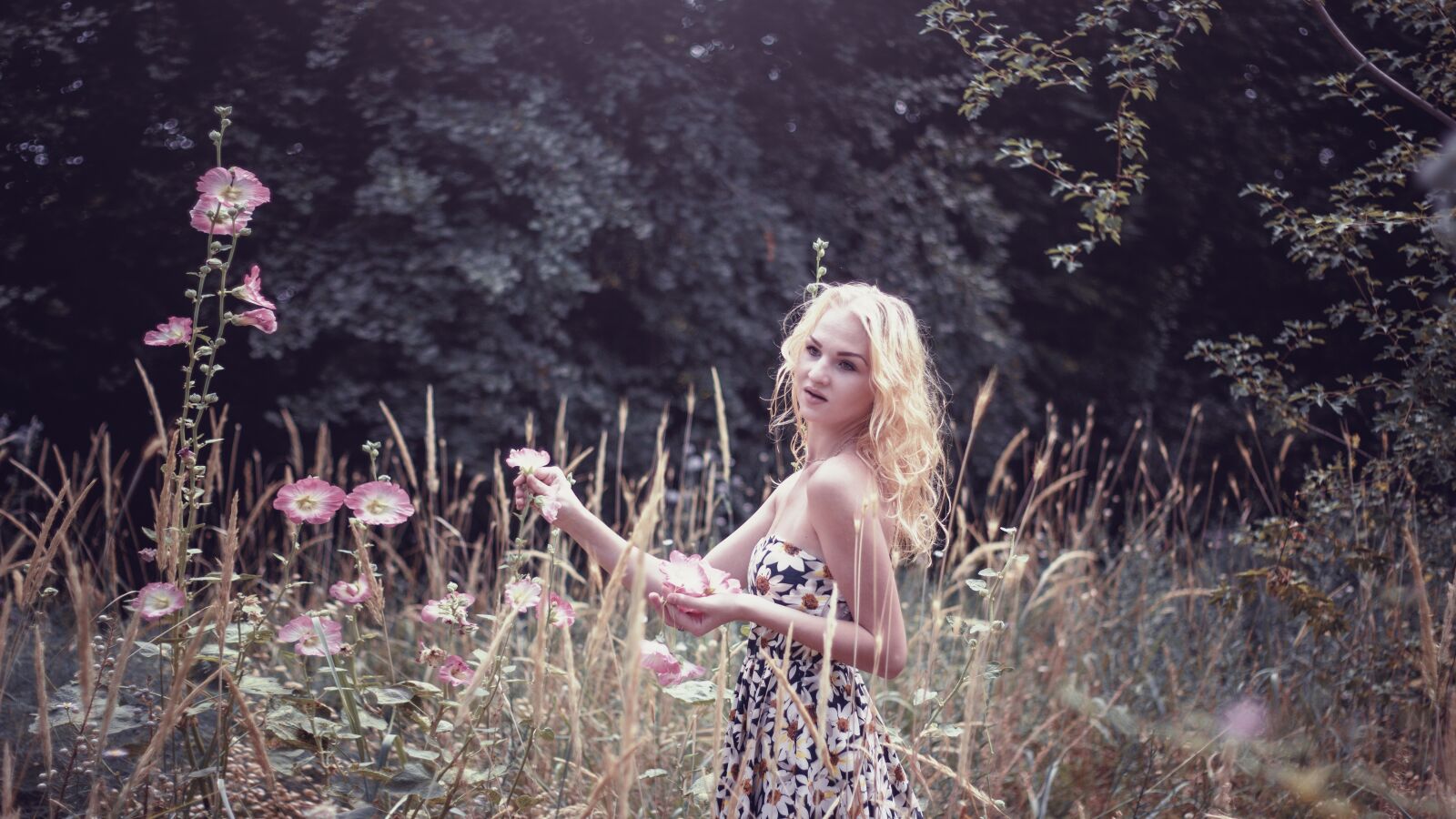 Canon EOS 60D sample photo. Girl collects flowers, nature photography
