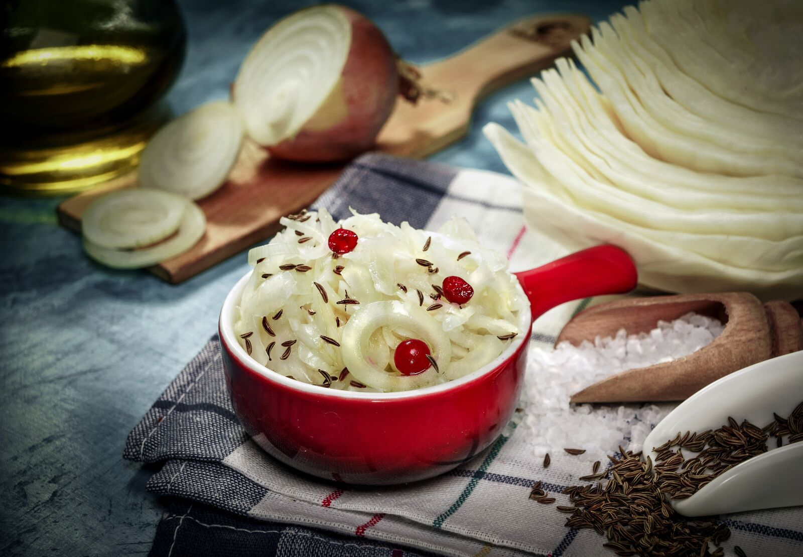 Sony Alpha NEX-7 sample photo. Sauerkraut, caraway seed, fermentation photography