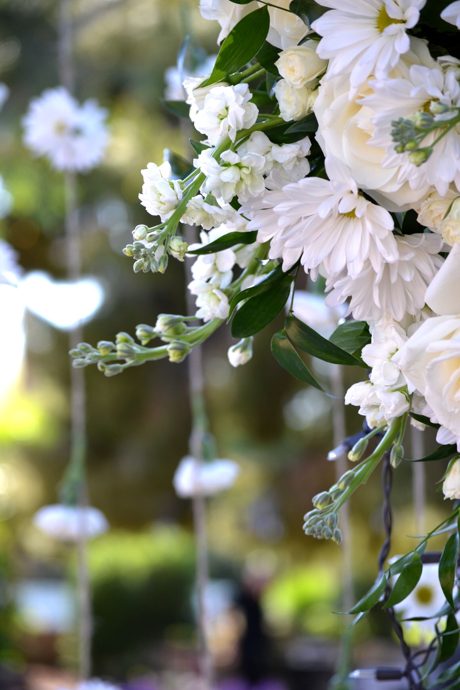 Nikon D3100 sample photo. White flowers, wedding decorations photography