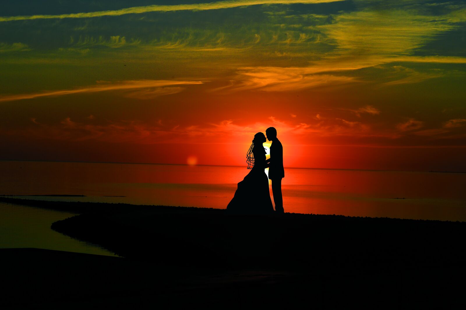 Nikon D3200 sample photo. Sunset, bride and groom photography