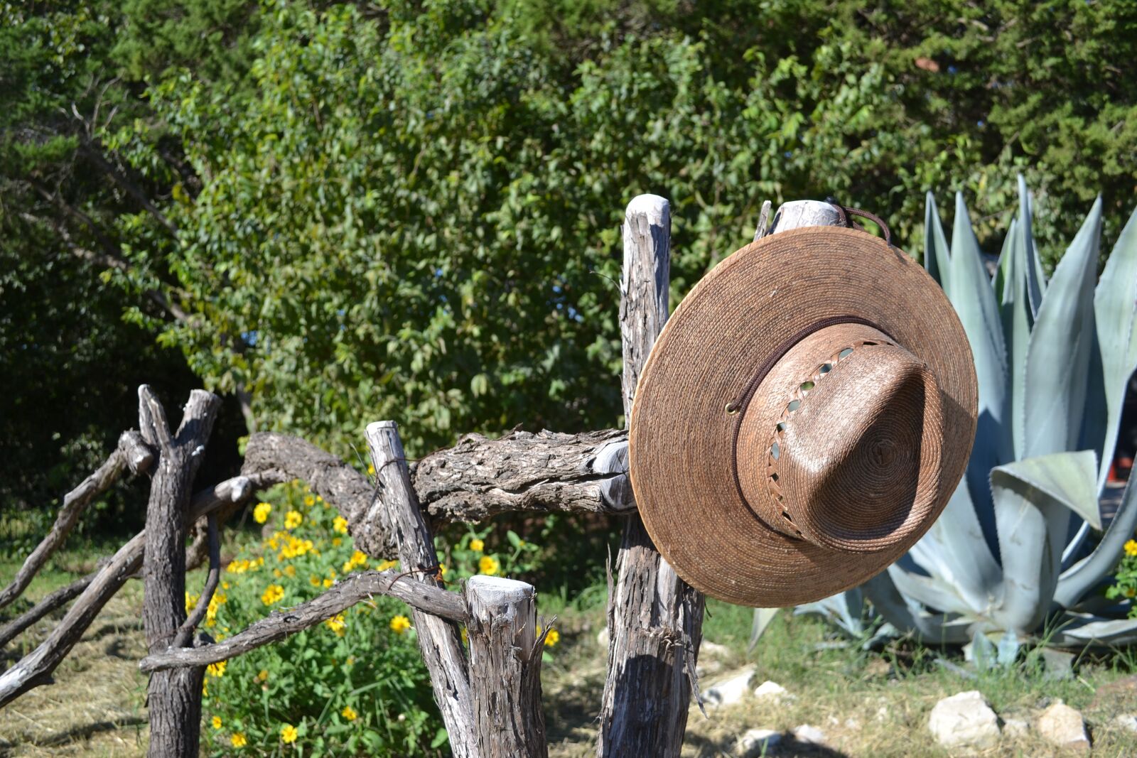Nikon D3100 sample photo. Hat, fencepost, nature photography