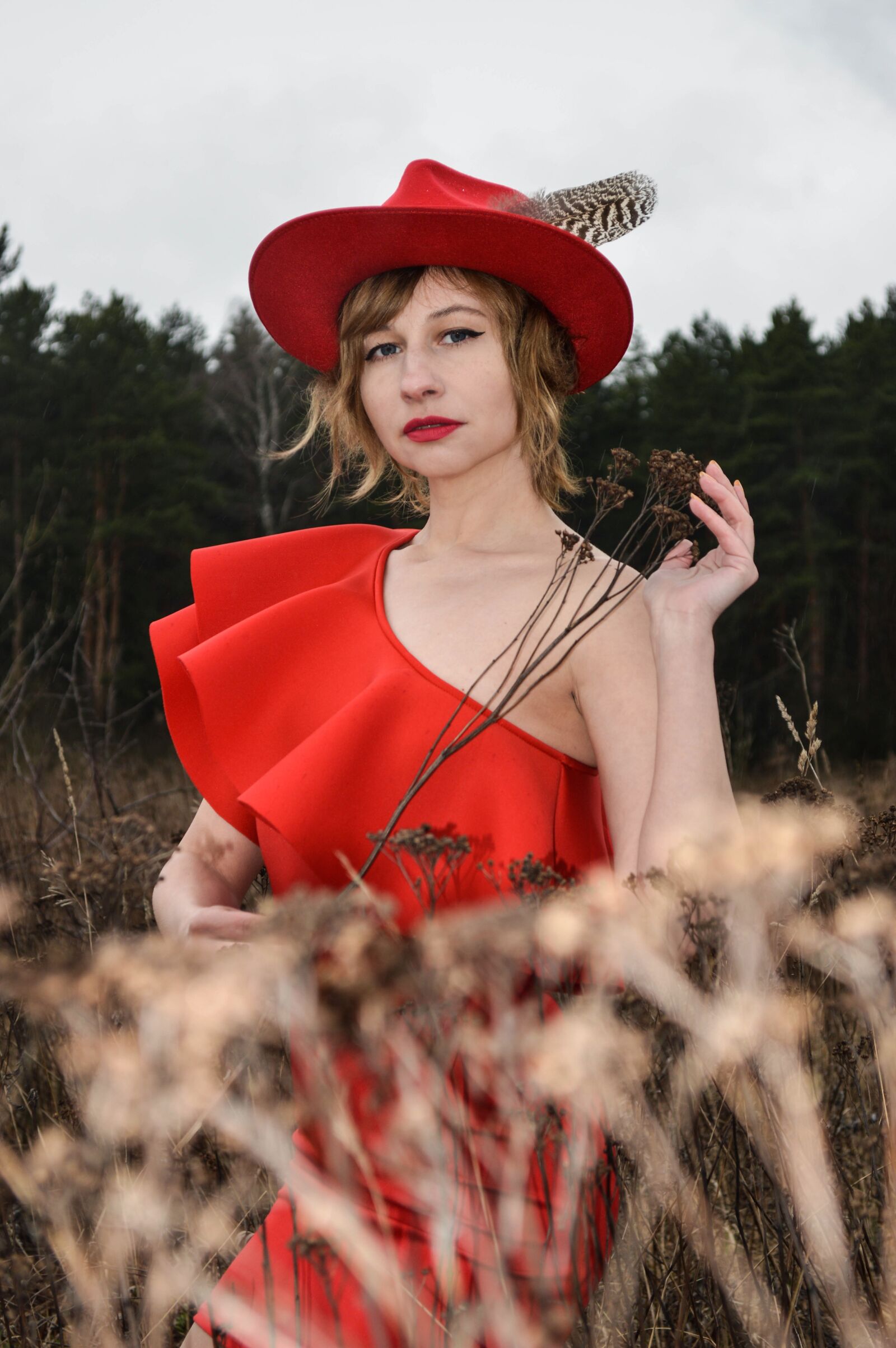 Nikon D3200 sample photo. Red dress, girl, woman photography