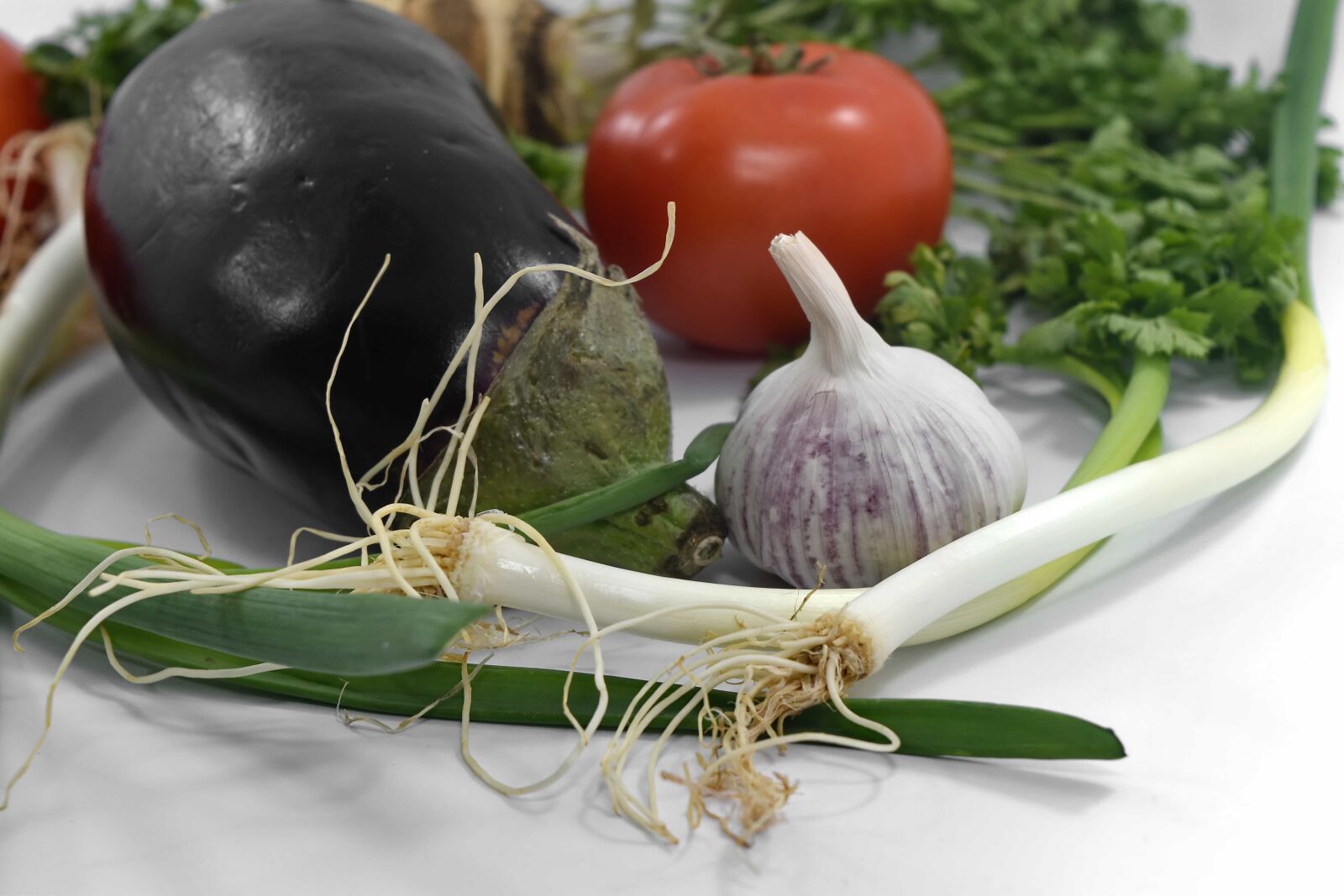 Nikon D5500 sample photo. Celery, culinary, eggplant, garlic photography