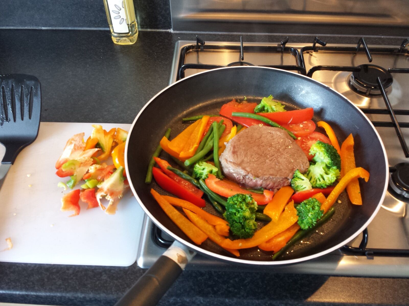 Samsung Galaxy S4 sample photo. Steak, vegetables, cooking photography