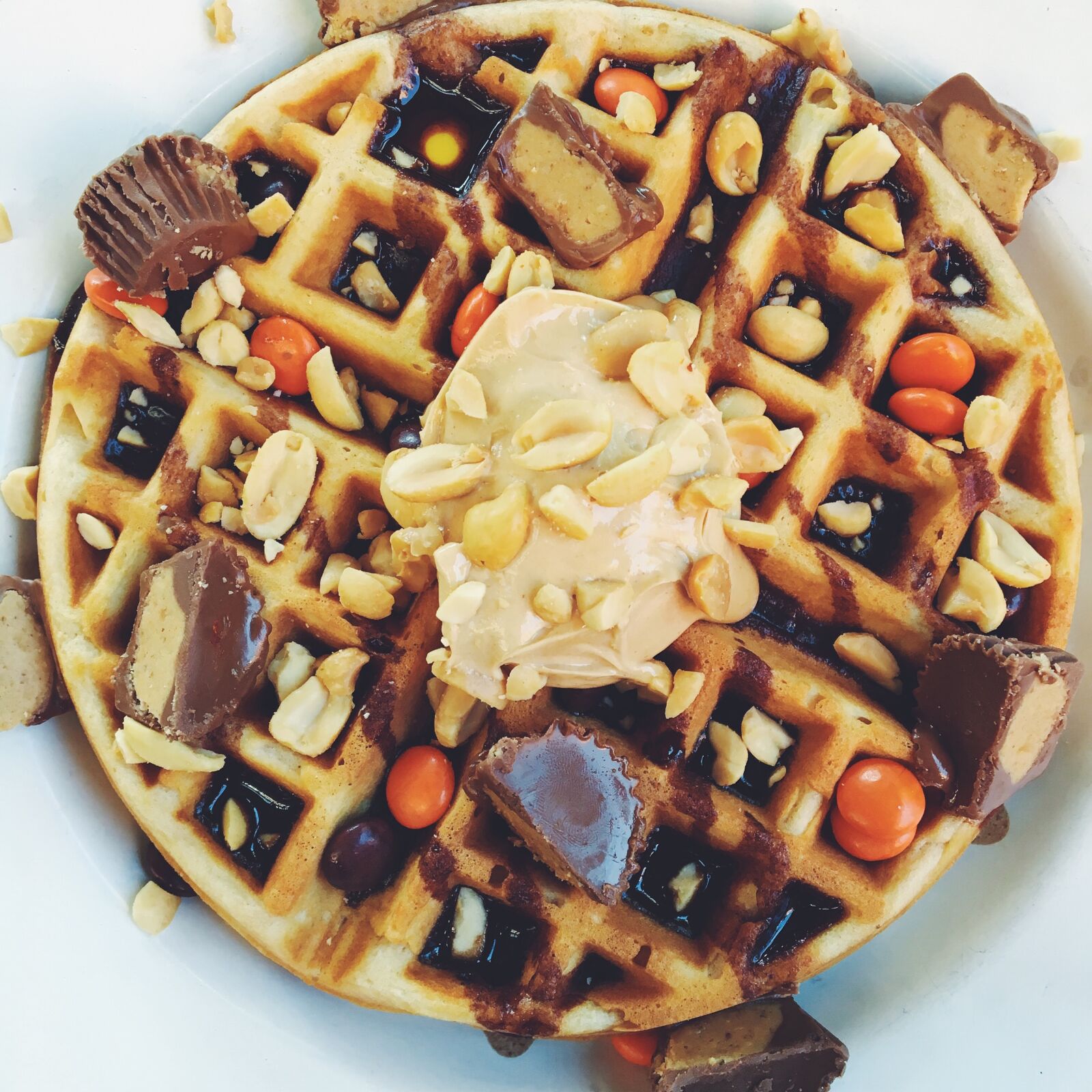 Apple iPhone 6s sample photo. Waffle, peanut butter, brunch photography