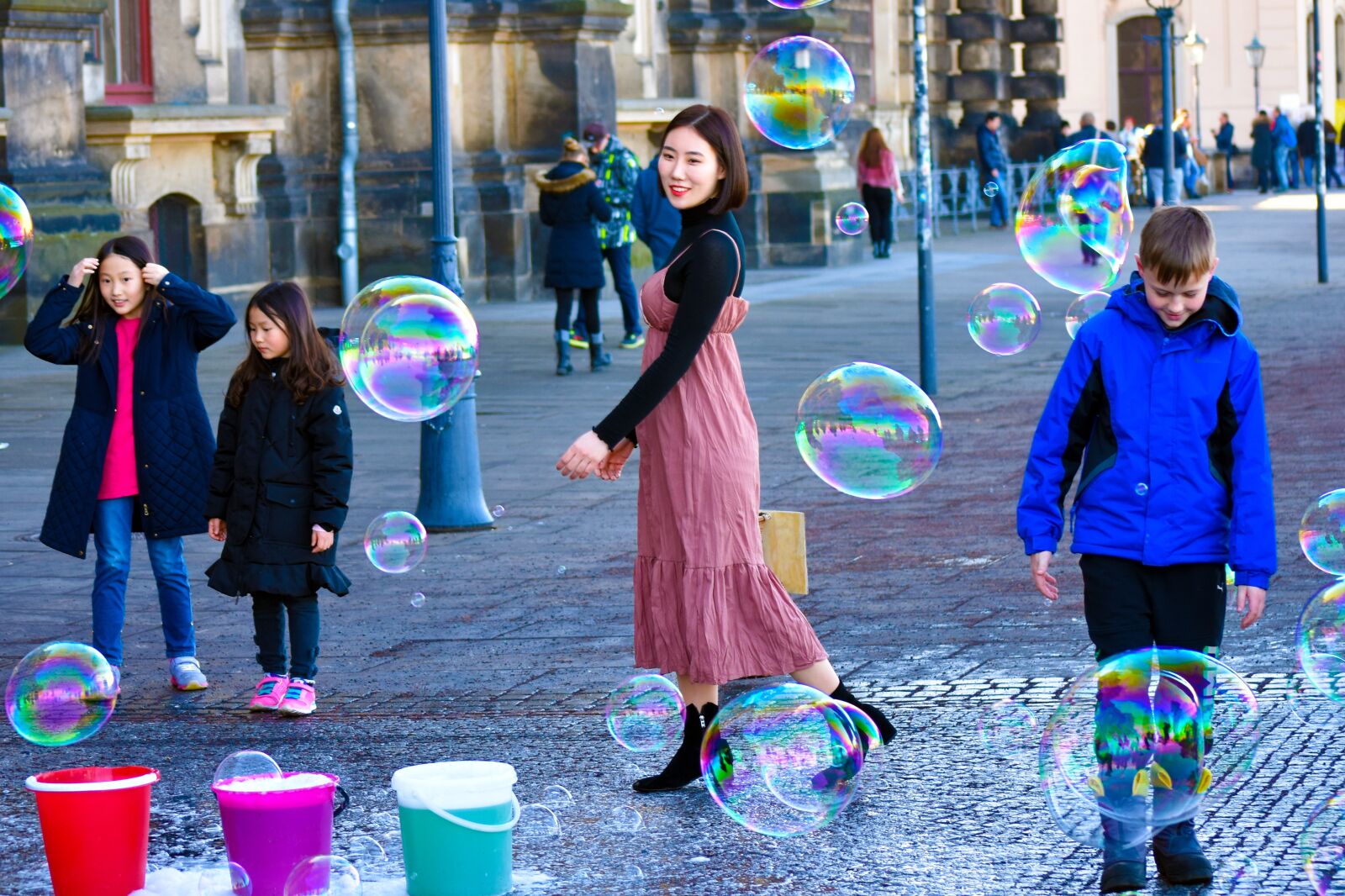 Nikon D3400 sample photo. Happy young, soap bubbles photography