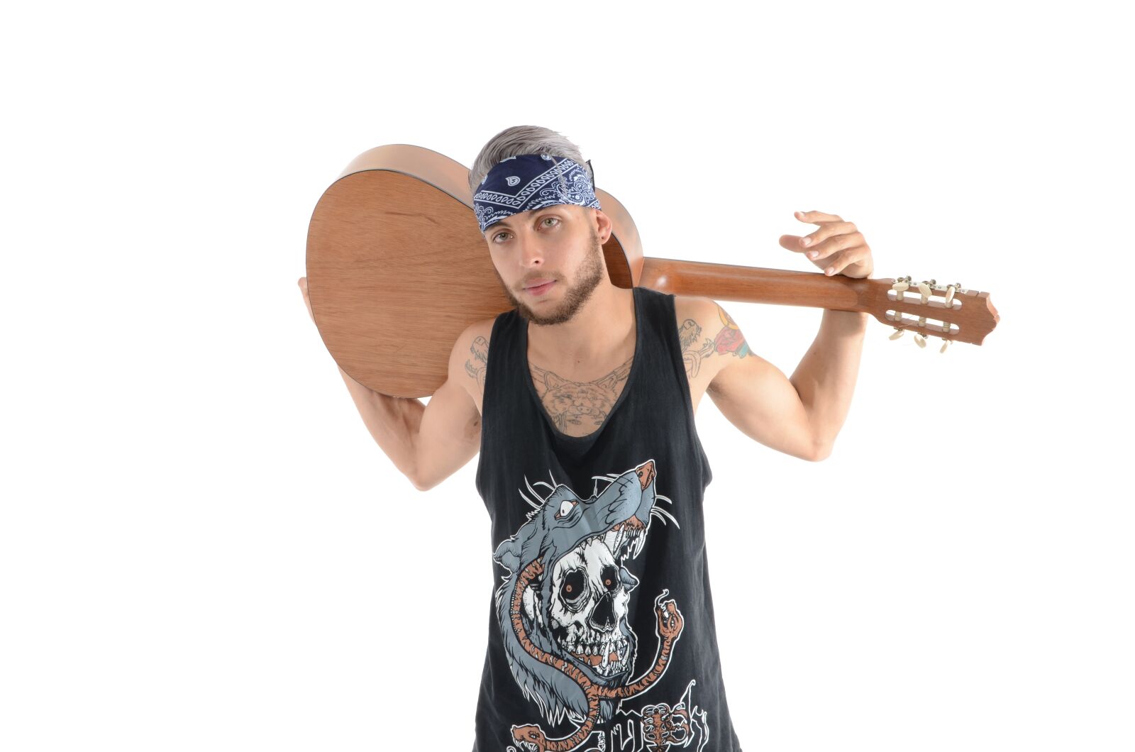 Nikon D7000 sample photo. Boy, tattoos, guitar photography