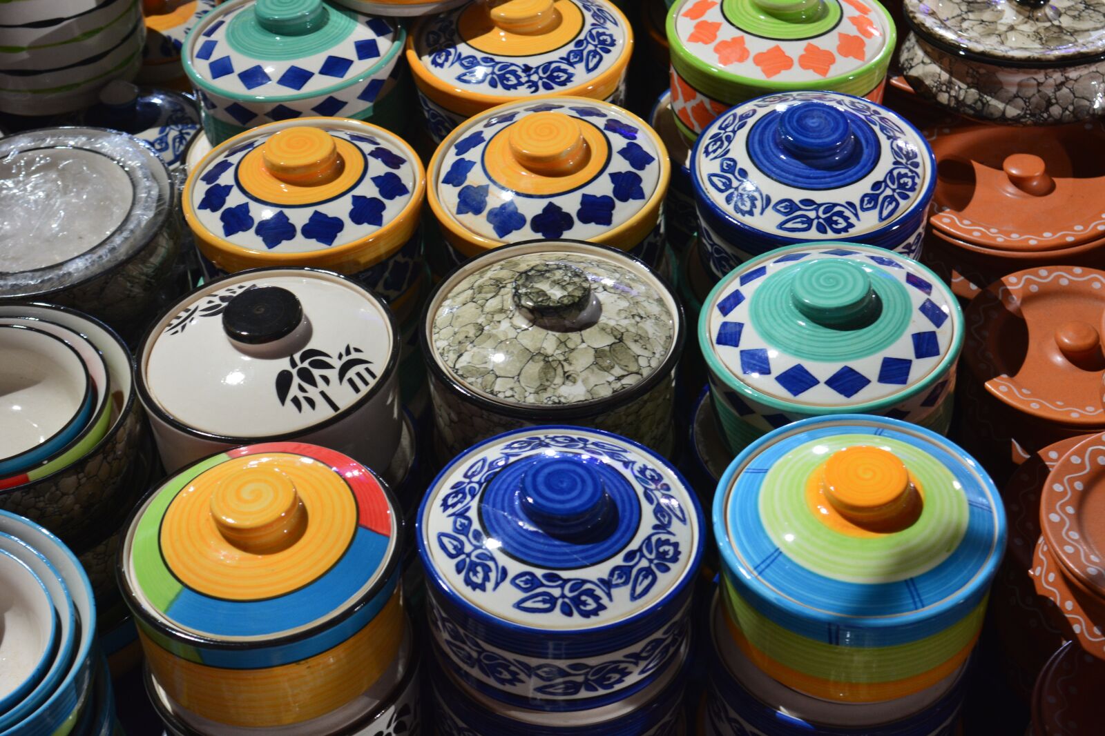 Nikon D5200 sample photo. Colourful, clay pots, clay photography