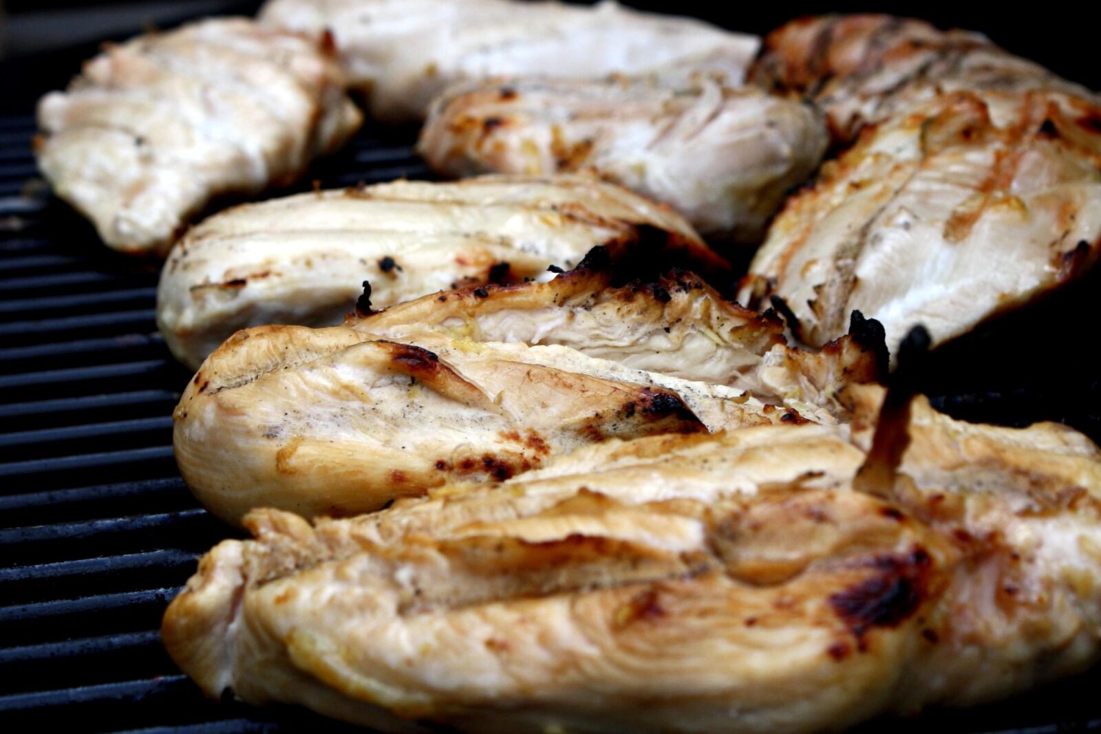 f/3.5-5.6 IS sample photo. Chicken breasts, meat, grill photography