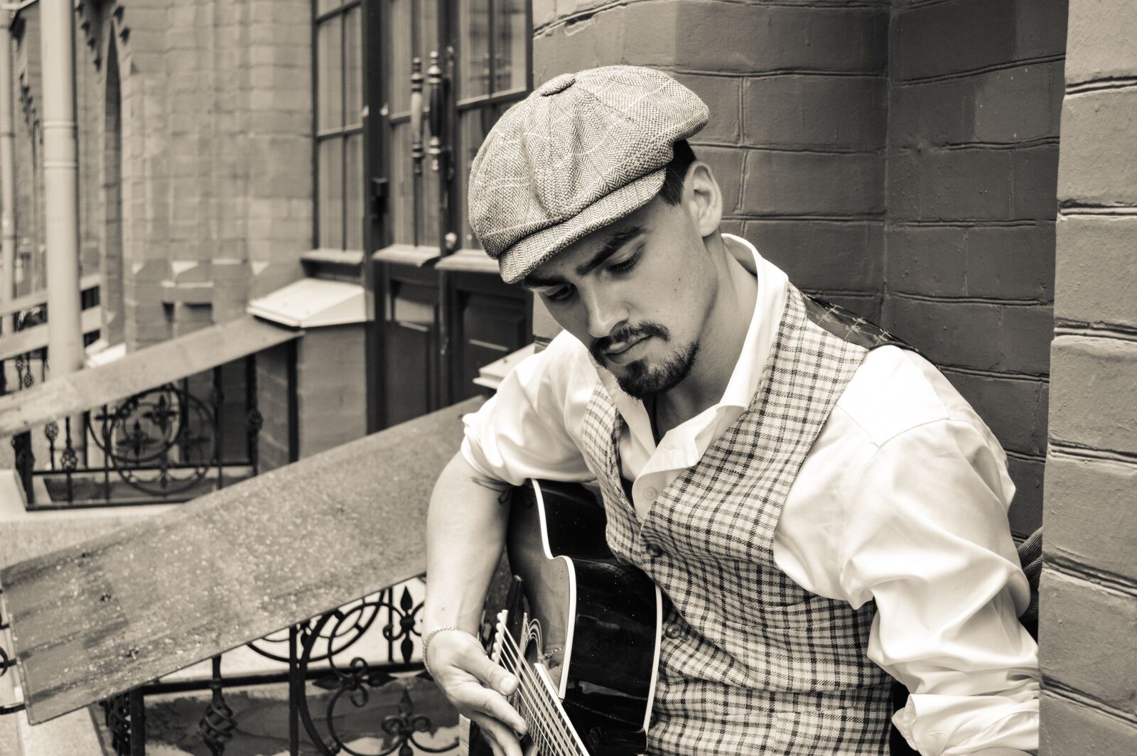 Nikon D3200 sample photo. Musician, guitar, cap photography