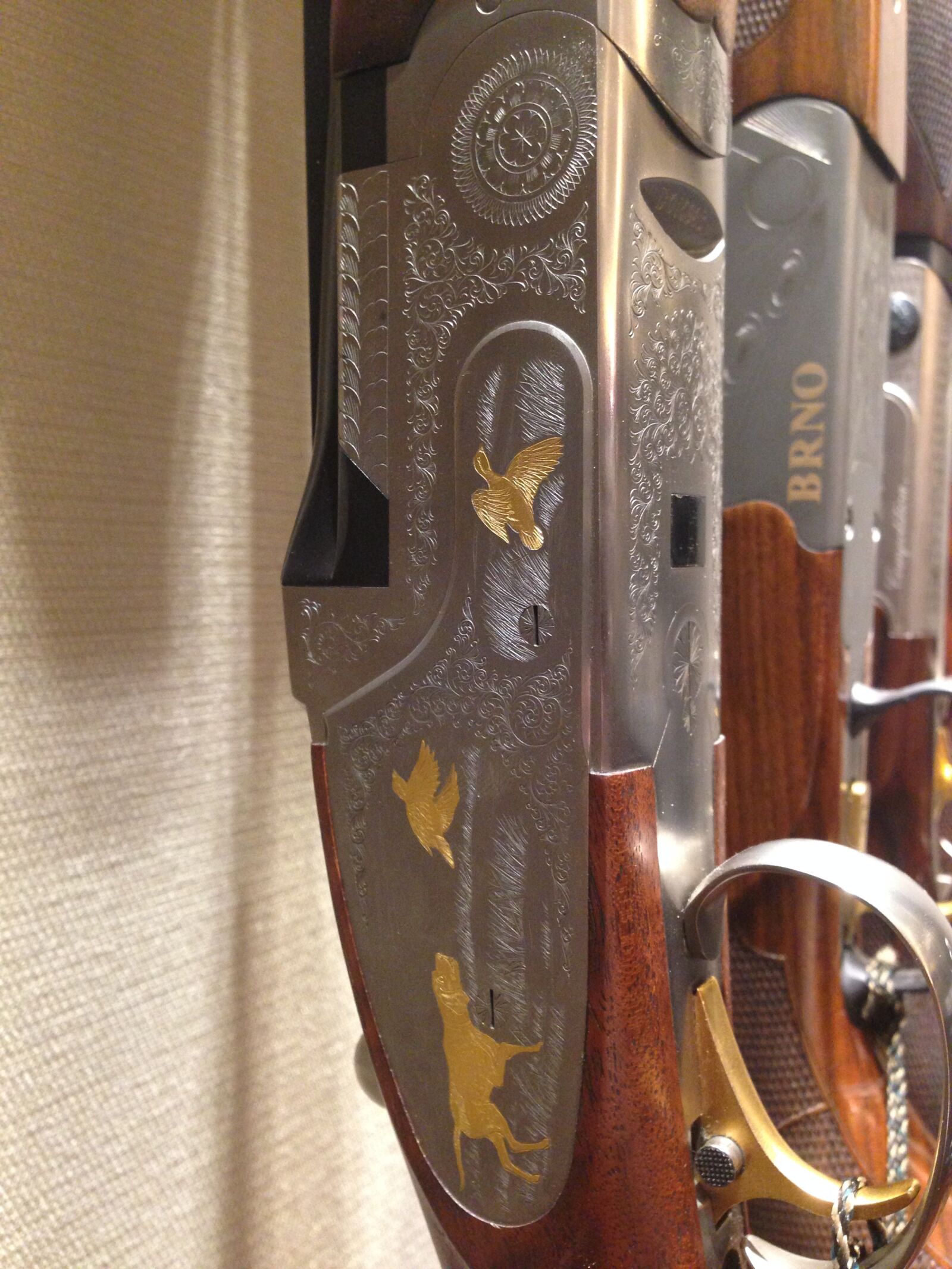 iPhone 5 back camera 4.12mm f/2.4 sample photo. Engraving, gold inlay, rifle photography