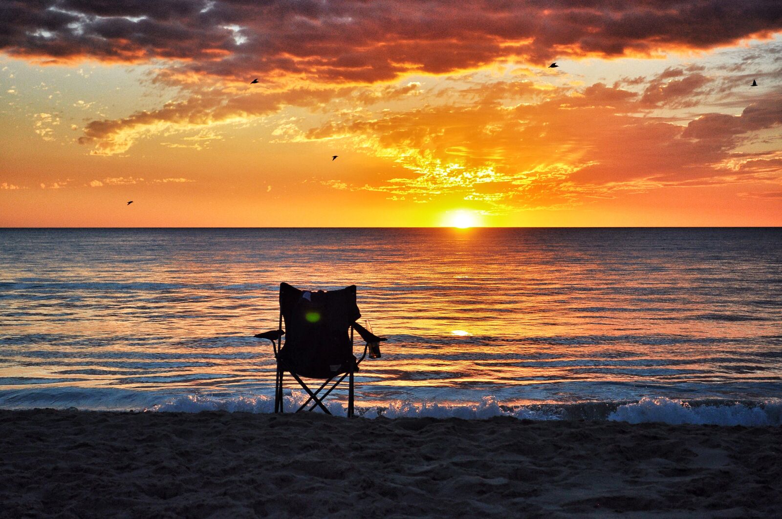 Nikon D90 sample photo. Sunset, ocean, chair photography