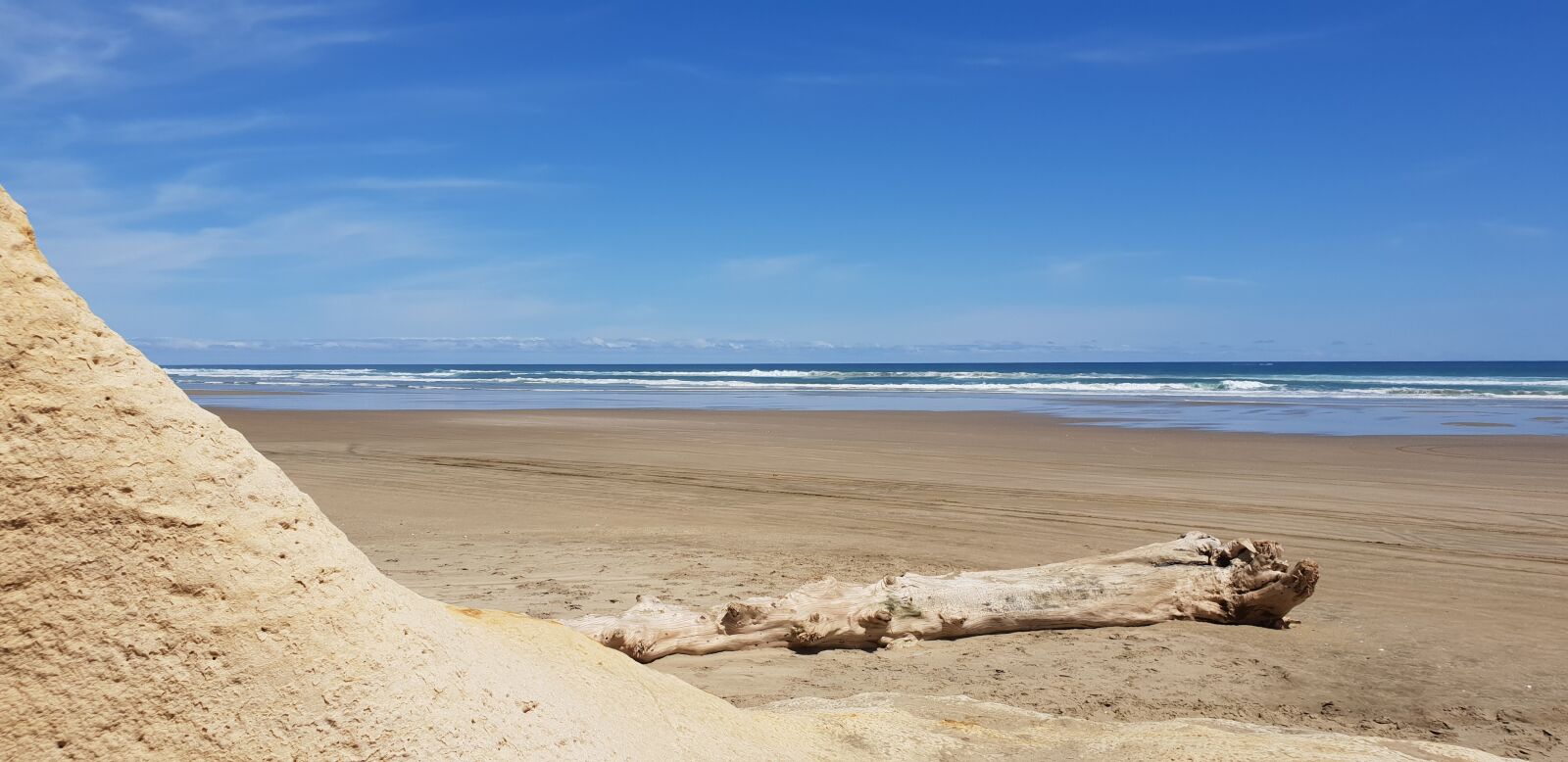 Samsung Galaxy S9+ sample photo. Beach, log, sand photography