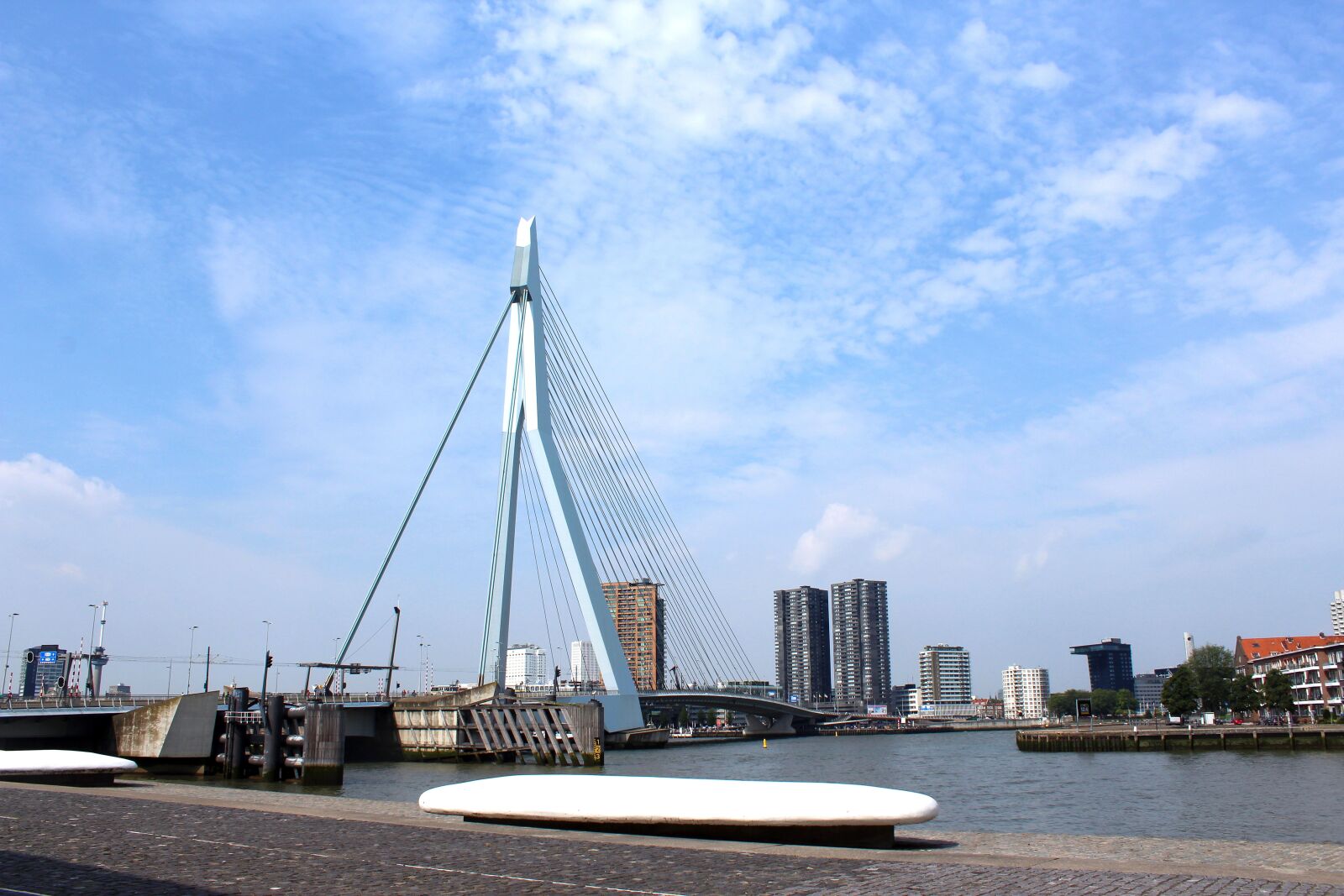 Canon EOS 1200D (EOS Rebel T5 / EOS Kiss X70 / EOS Hi) sample photo. Erasmus bridge, rotterdam, mesh photography