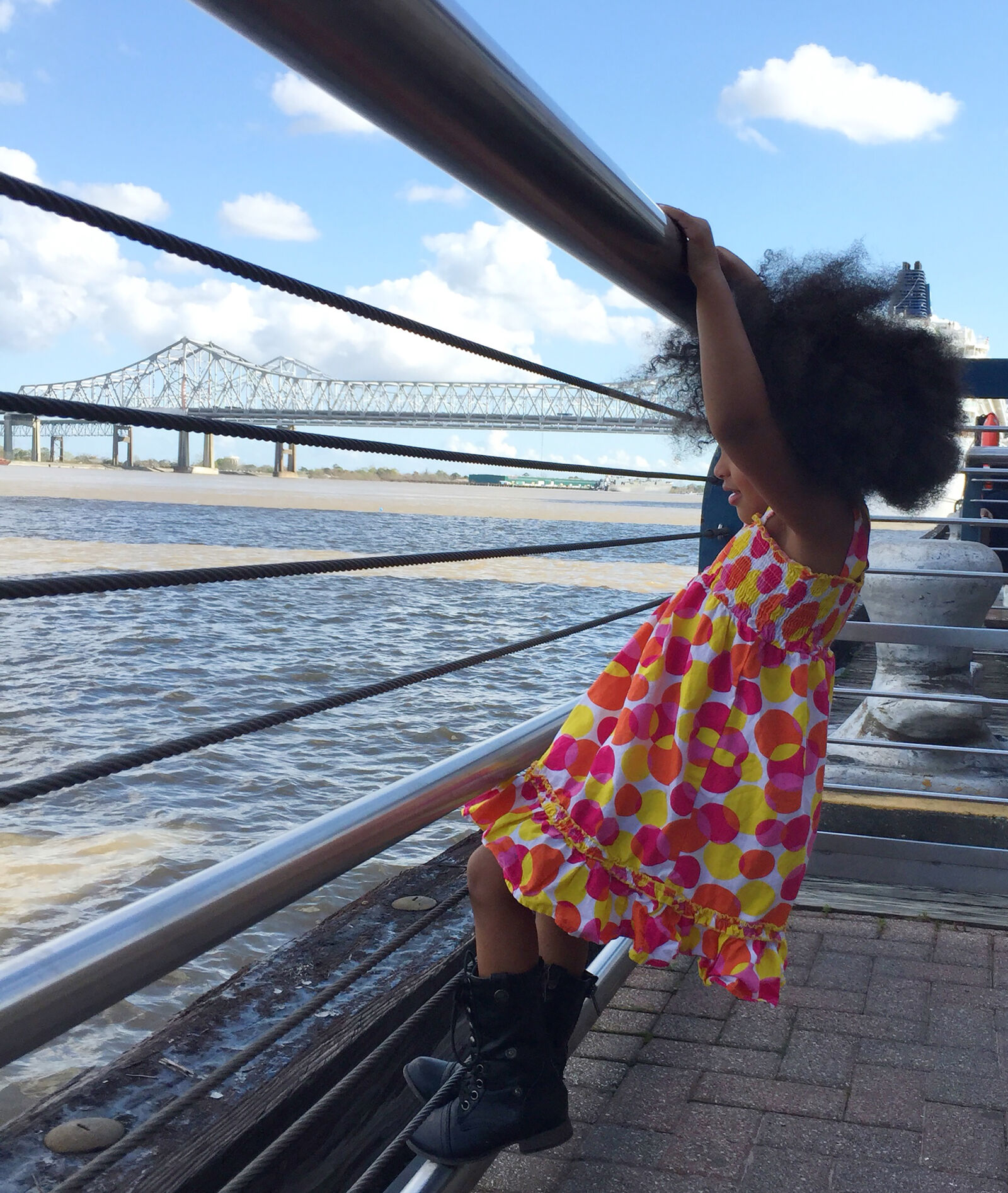 iPhone 6 back camera 4.15mm f/2.2 sample photo. Bridge, girl, at, play photography