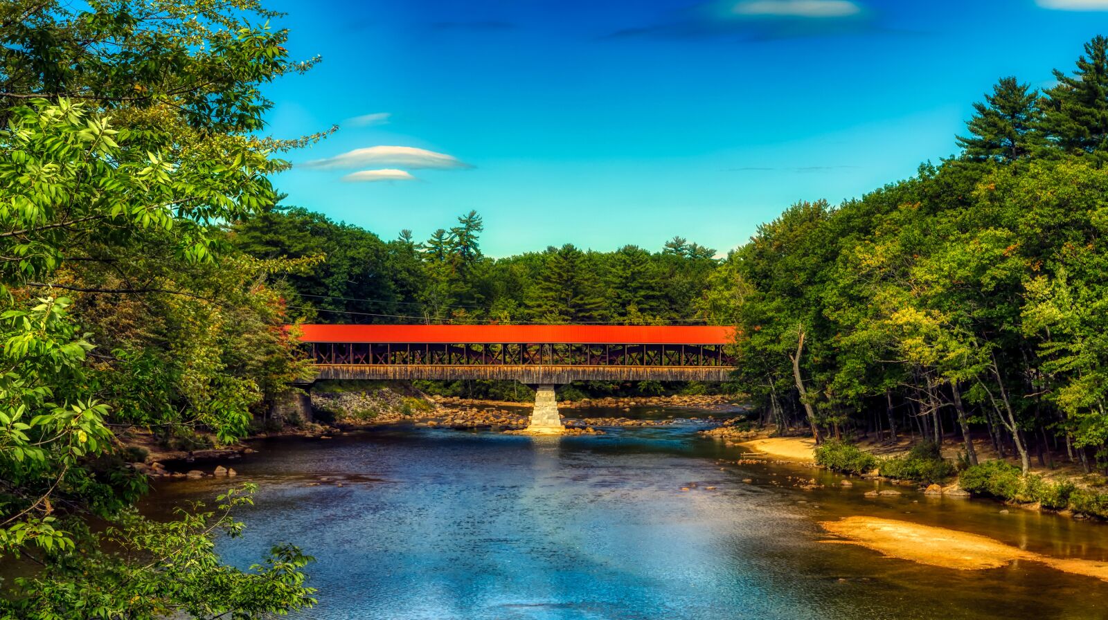 Canon EOS 5DS R sample photo. Saco river, covered bridge photography