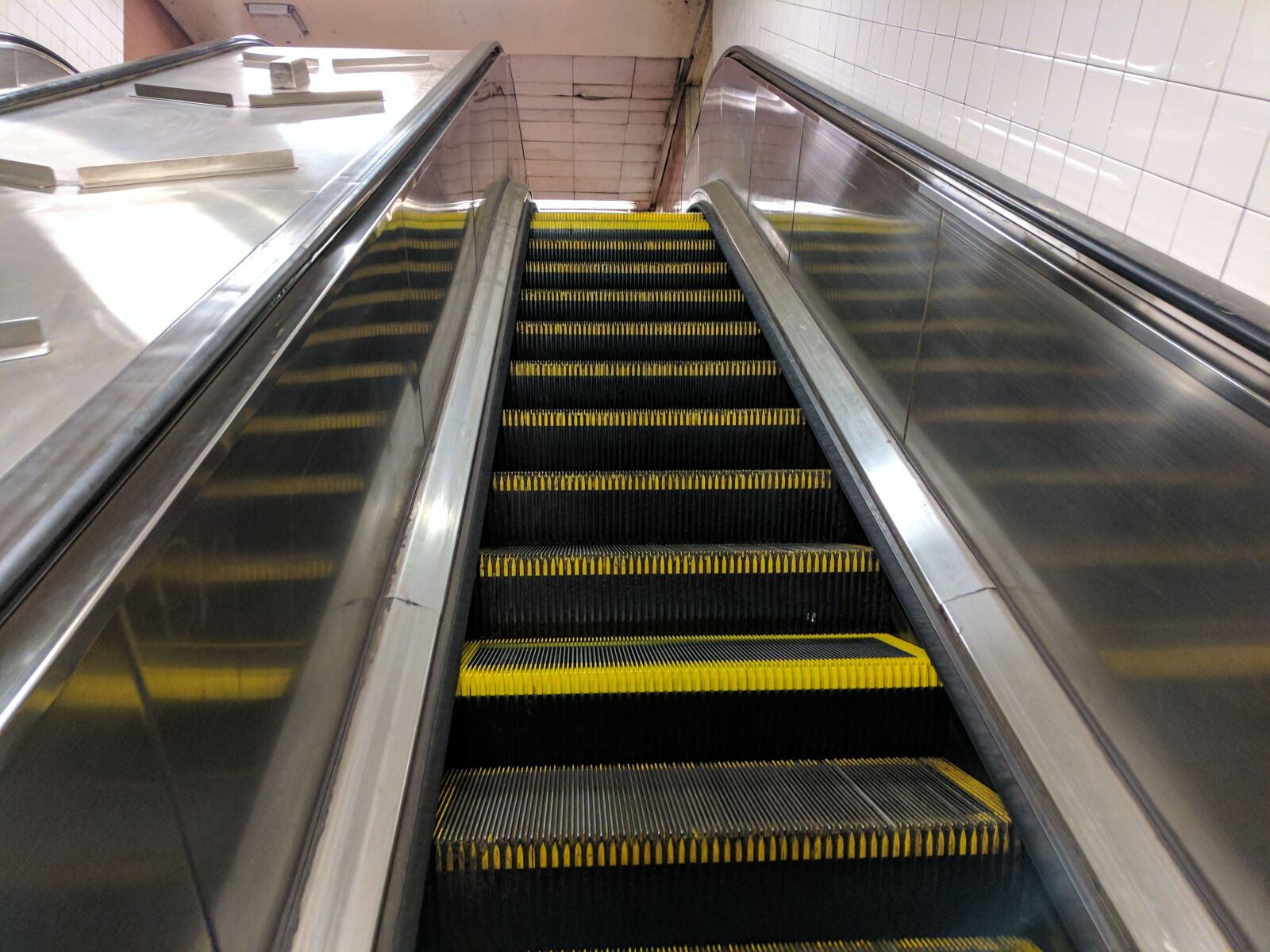 Google Pixel XL sample photo. Escalator, nyc subway escalator photography