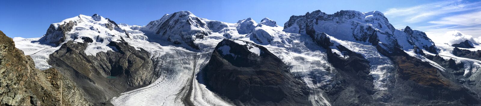iPhone 7 Plus back camera 6.6mm f/2.8 sample photo. Valais, mountains, dufour peak photography