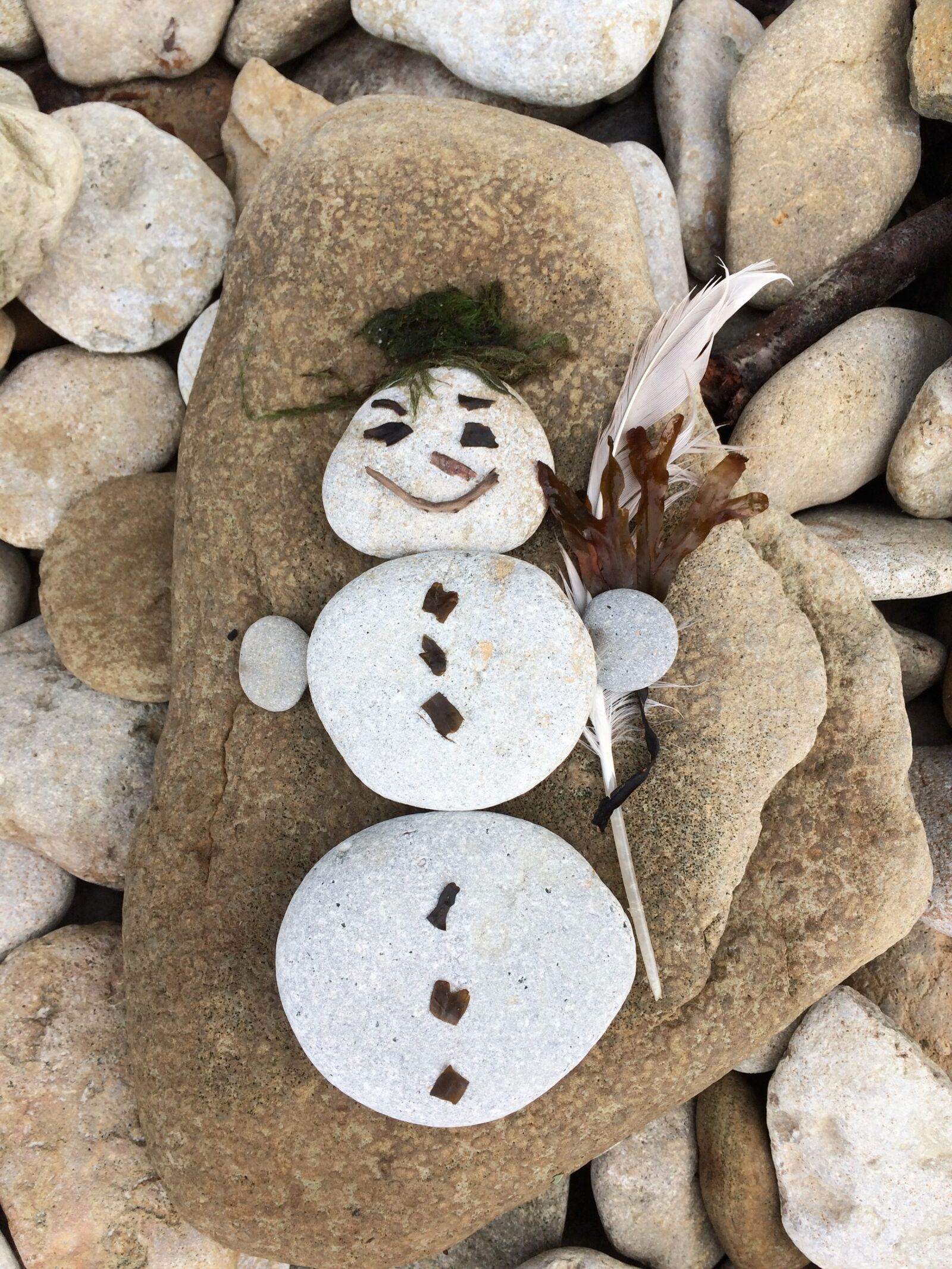 iPhone 5s back camera 4.15mm f/2.2 sample photo. Stone, snowman, smiles photography