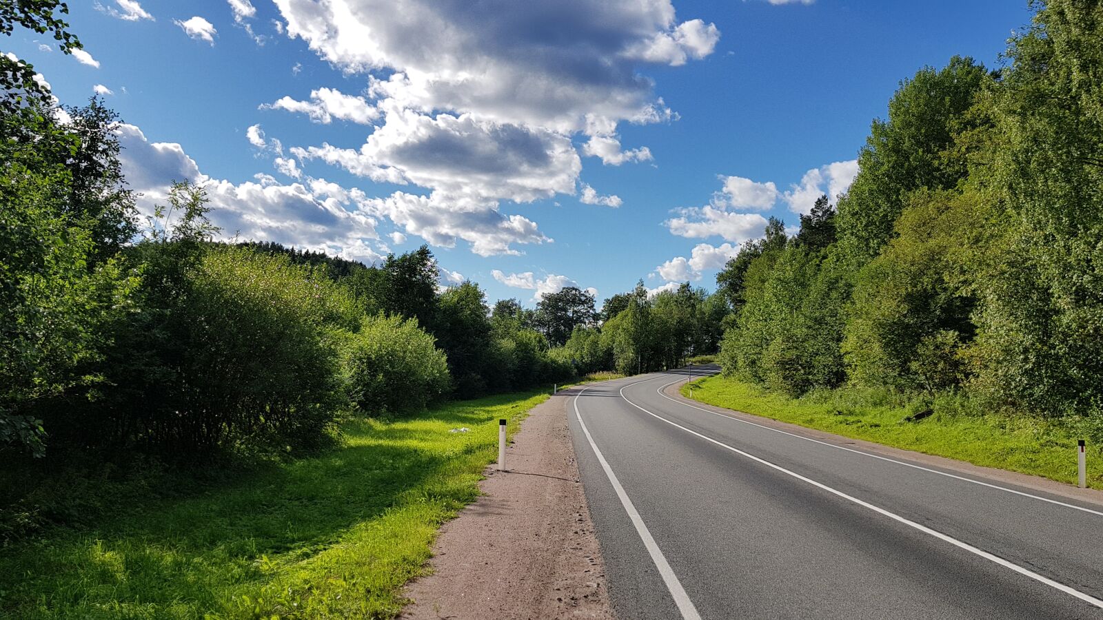 Samsung Galaxy S8 sample photo. Road, forest, clouds photography