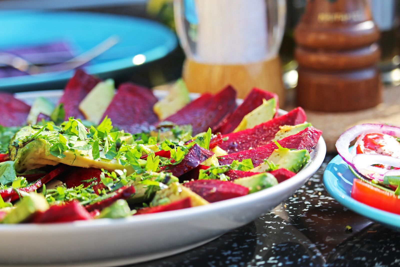 Canon EF-S 55-250mm F4-5.6 IS STM sample photo. Beetroot, carpaccio, beetroot carpaccio photography