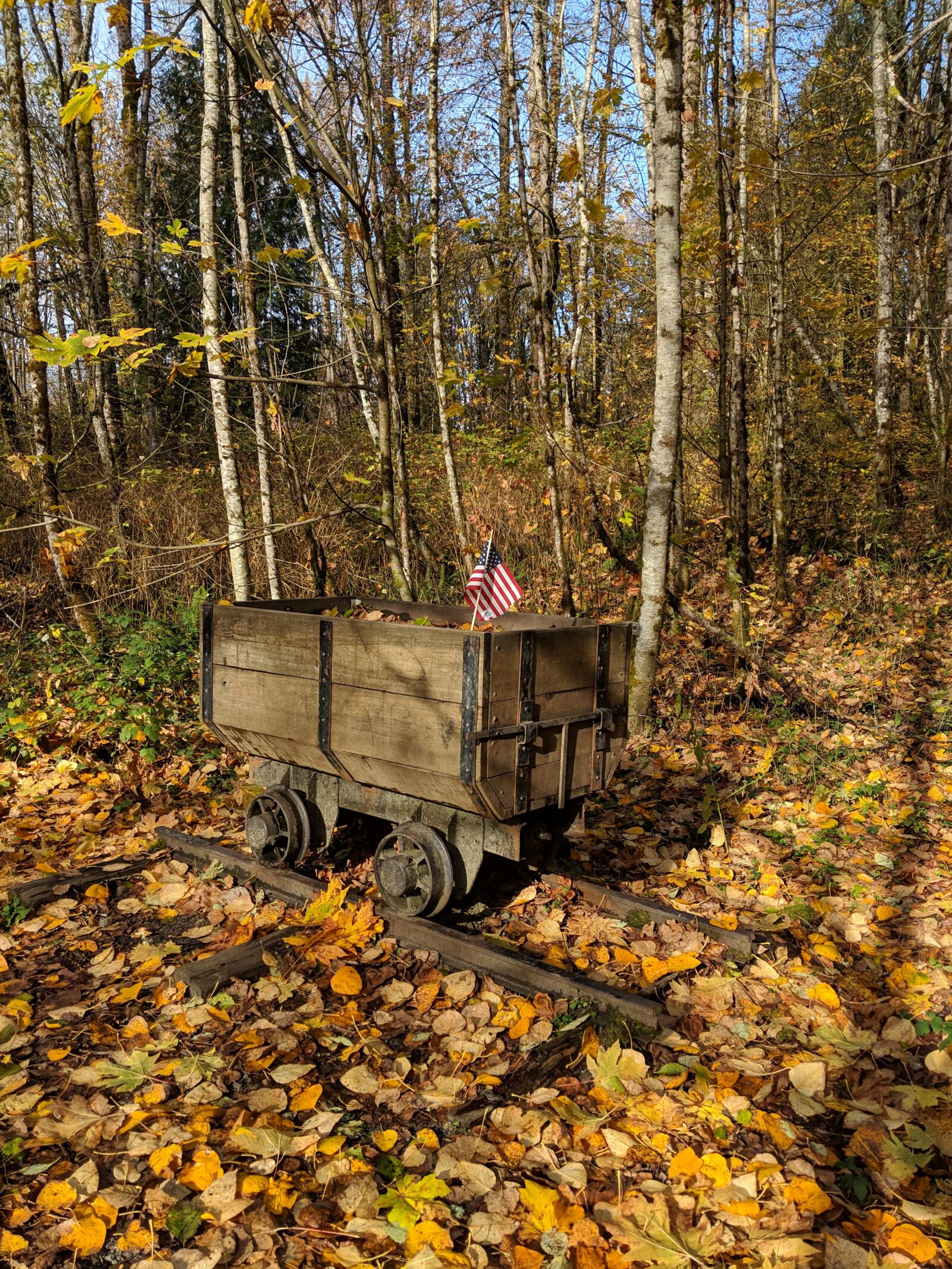 Google Pixel 2 sample photo. Wagon, flag, old photography