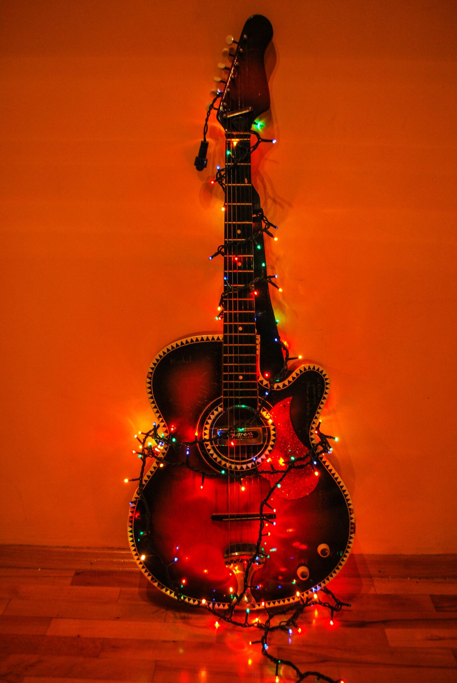 Nikon D60 sample photo. Guitar, lights, color photography
