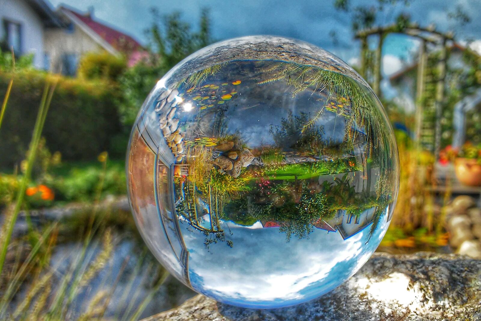 LG D620R sample photo. Glass ball, alternative, garden photography