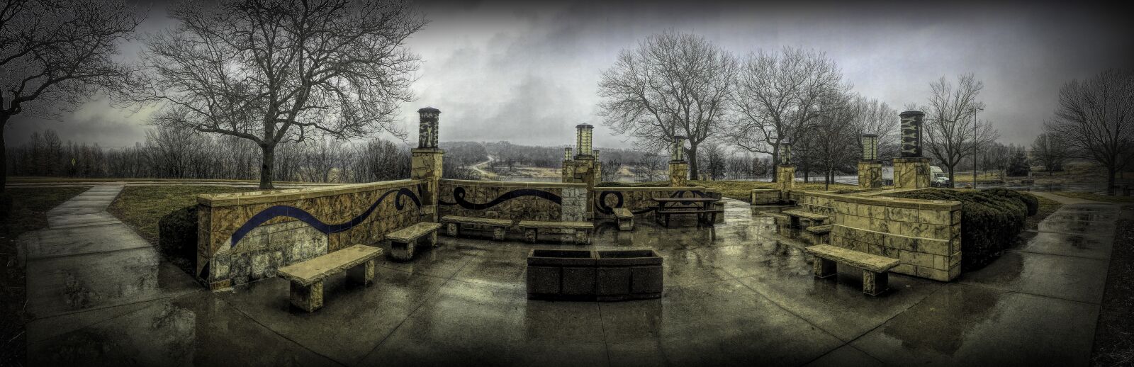 Apple iPhone 6s sample photo. Rest stop, panorama, grunge photography