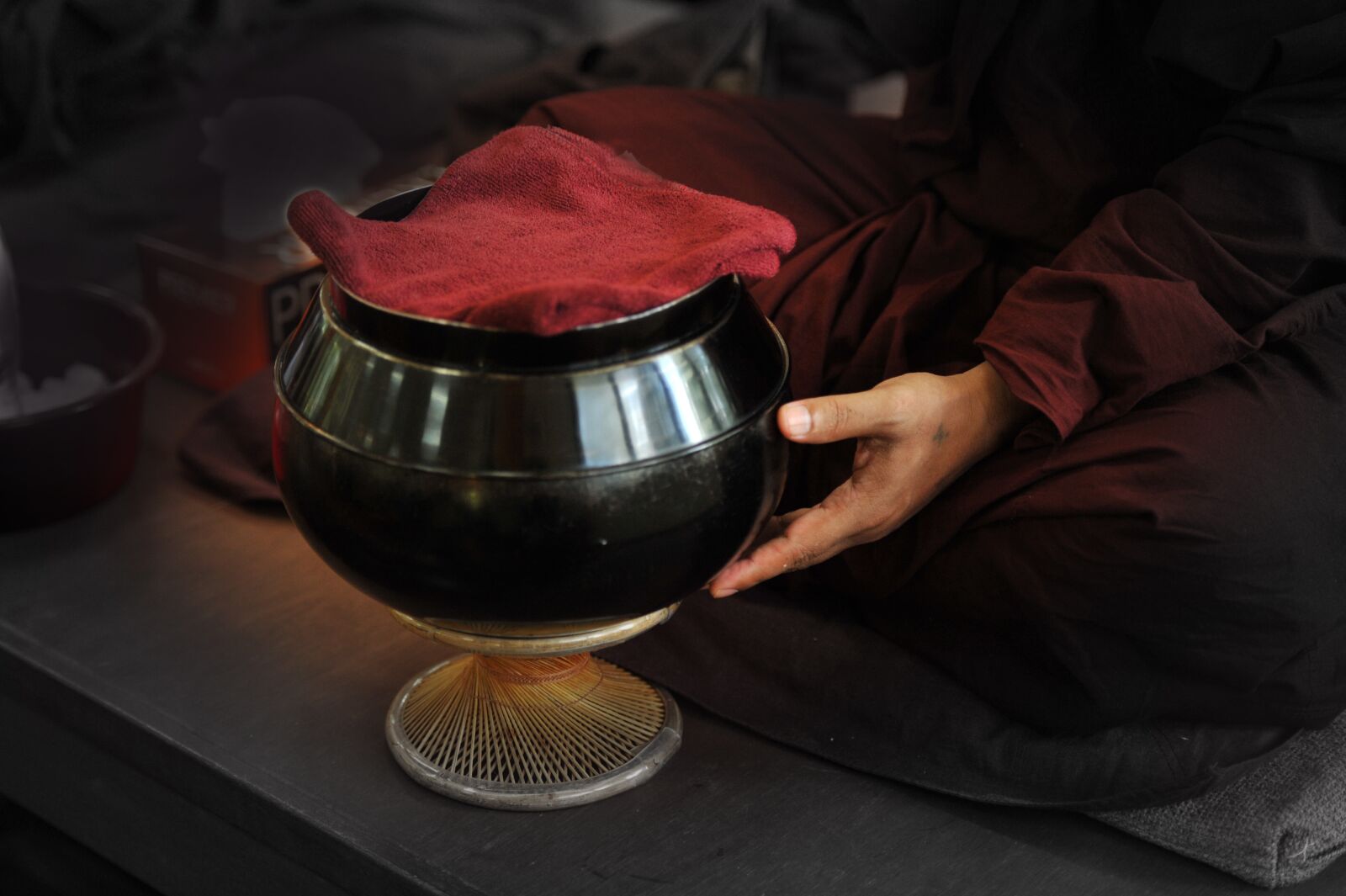Nikon D3 sample photo. Theravada buddhism, monk's bowl photography