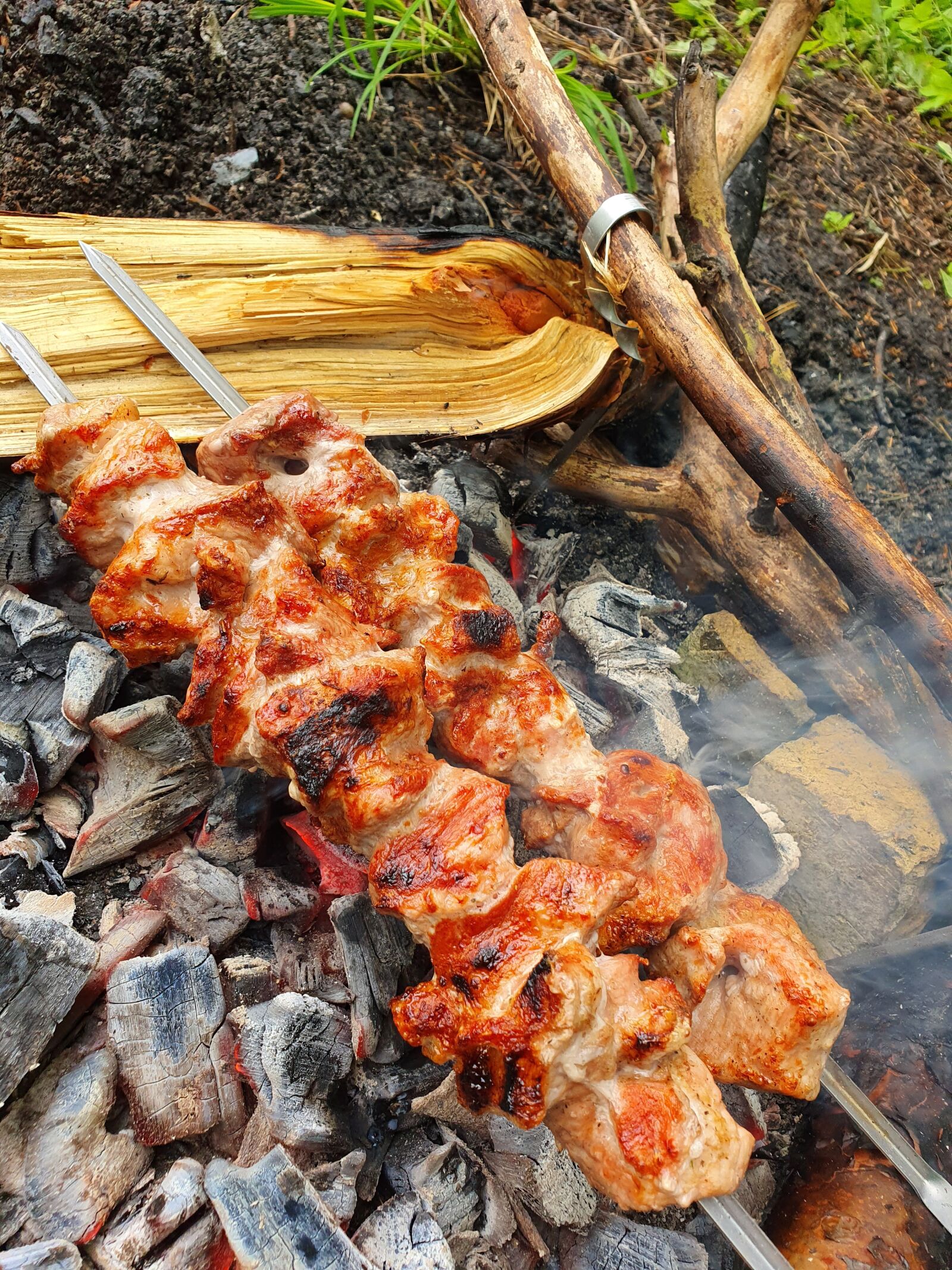 Samsung Galaxy S10 sample photo. Shish kebab, meat, coals photography