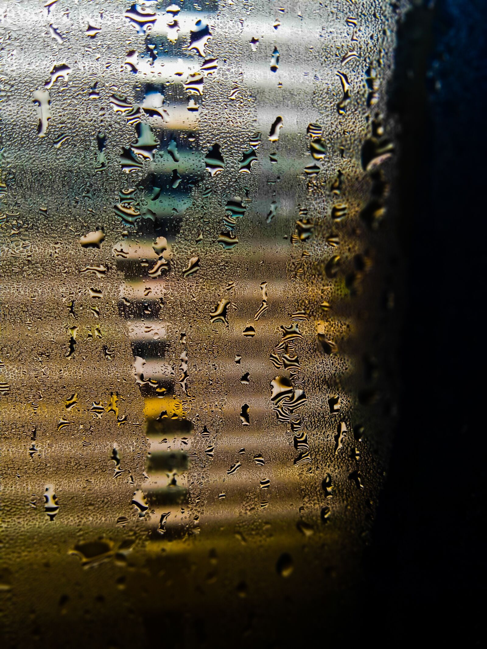 Realme C2 sample photo. Window drops, fog, water photography