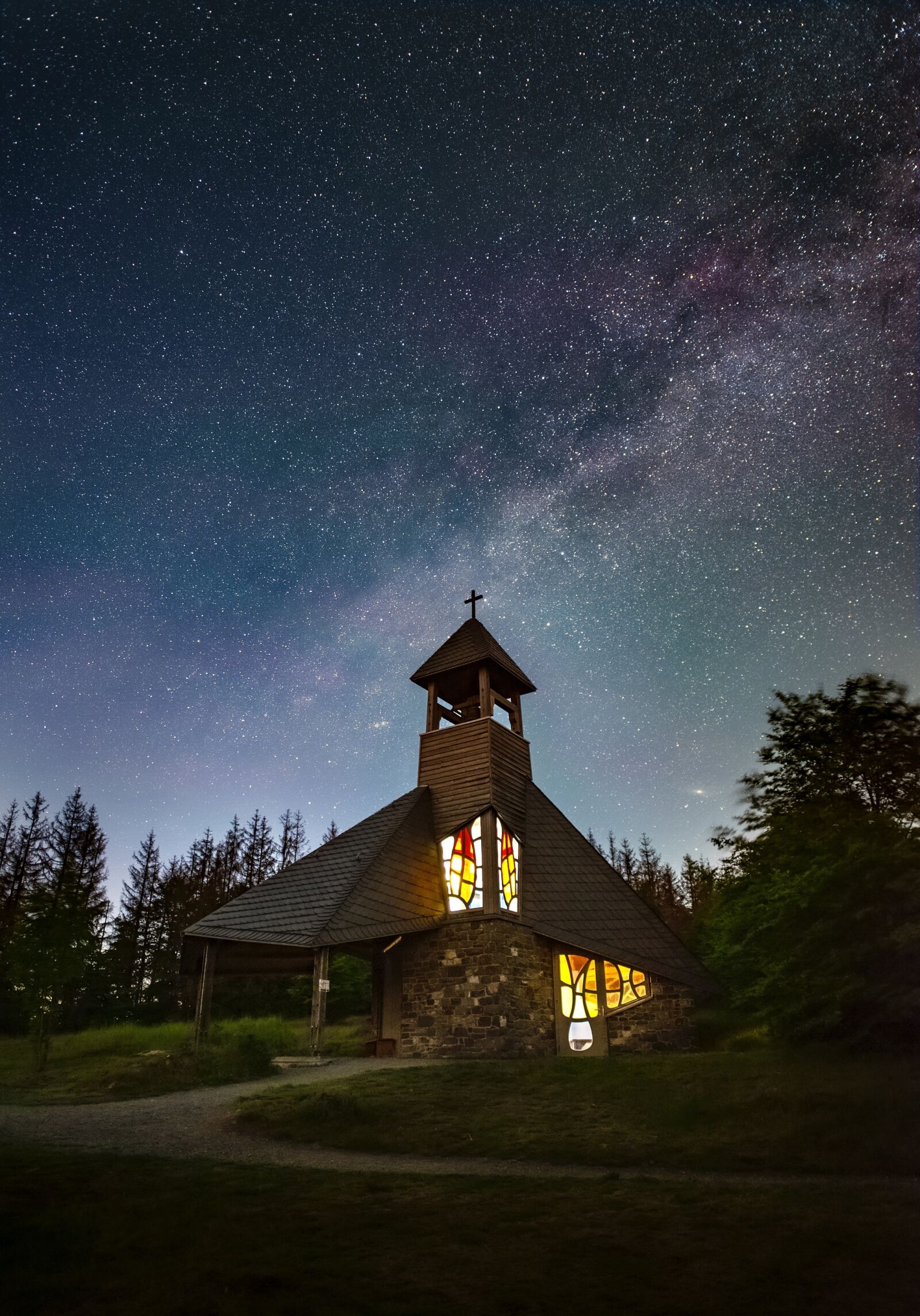 Nikon D750 sample photo. Night, star, chapel photography