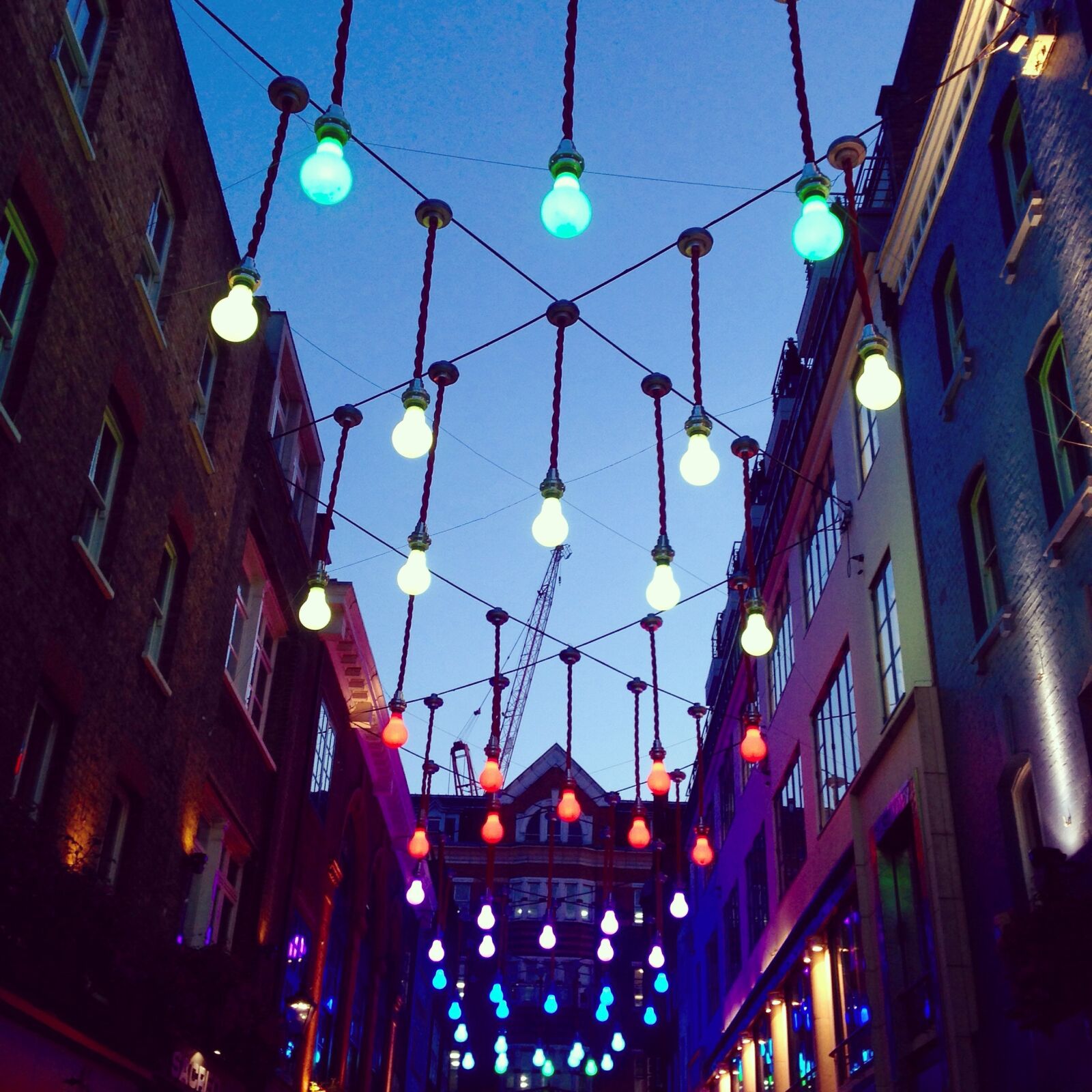 iPhone 5 back camera 4.12mm f/2.4 sample photo. London, carnaby street, lights photography