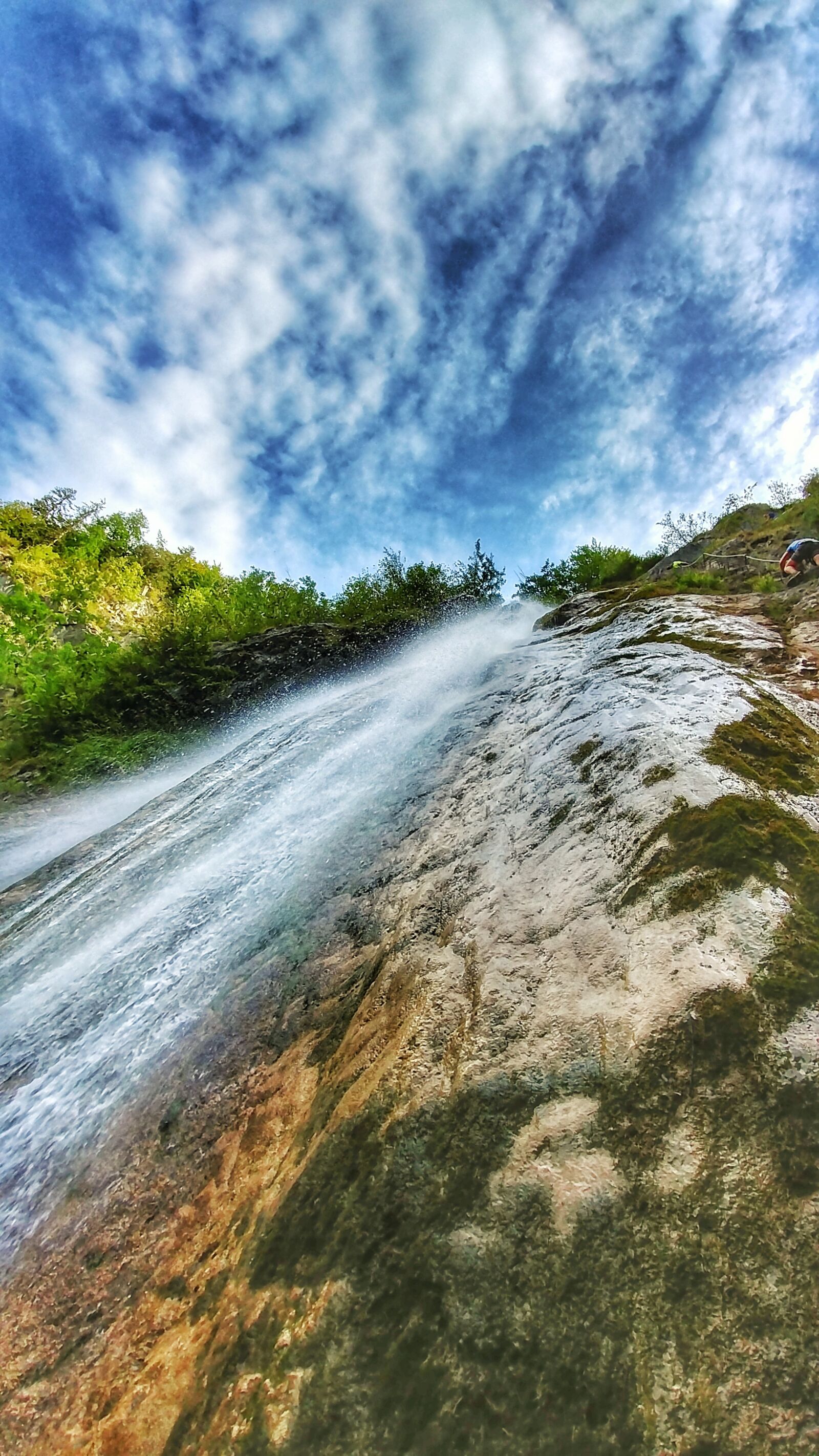 LG G6 sample photo. Waterfall, rock, sky photography