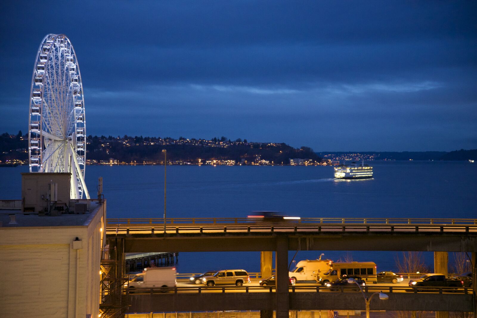 Nikon D600 sample photo. Seattle, nighttime, waterfront photography
