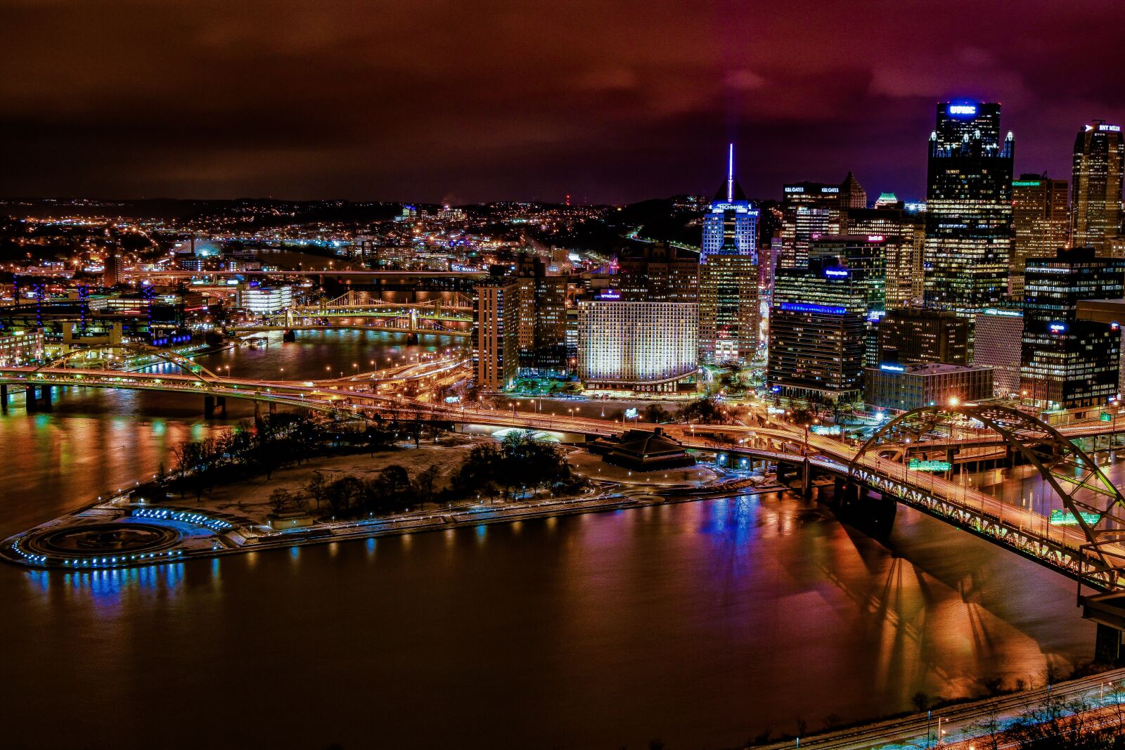Nikon D7500 sample photo. Pittsburgh, night, city lights photography