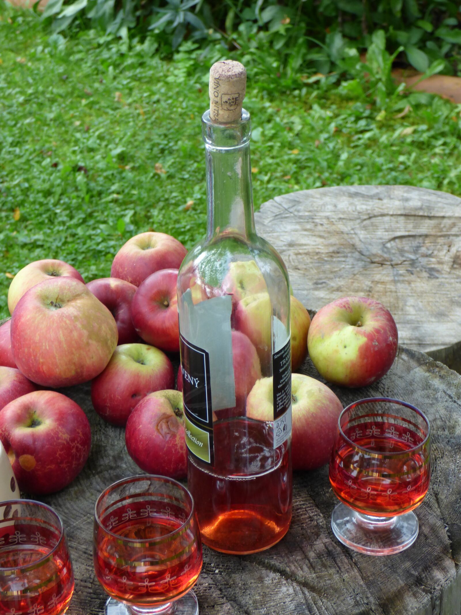 Panasonic DMC-FZ72 sample photo. Wine, a bottle, apples photography