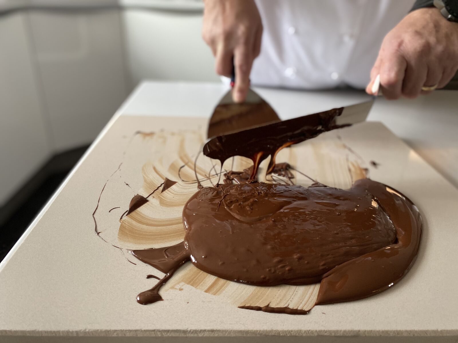 Apple iPhone 11 sample photo. Slab tempering, marble, chocolate photography