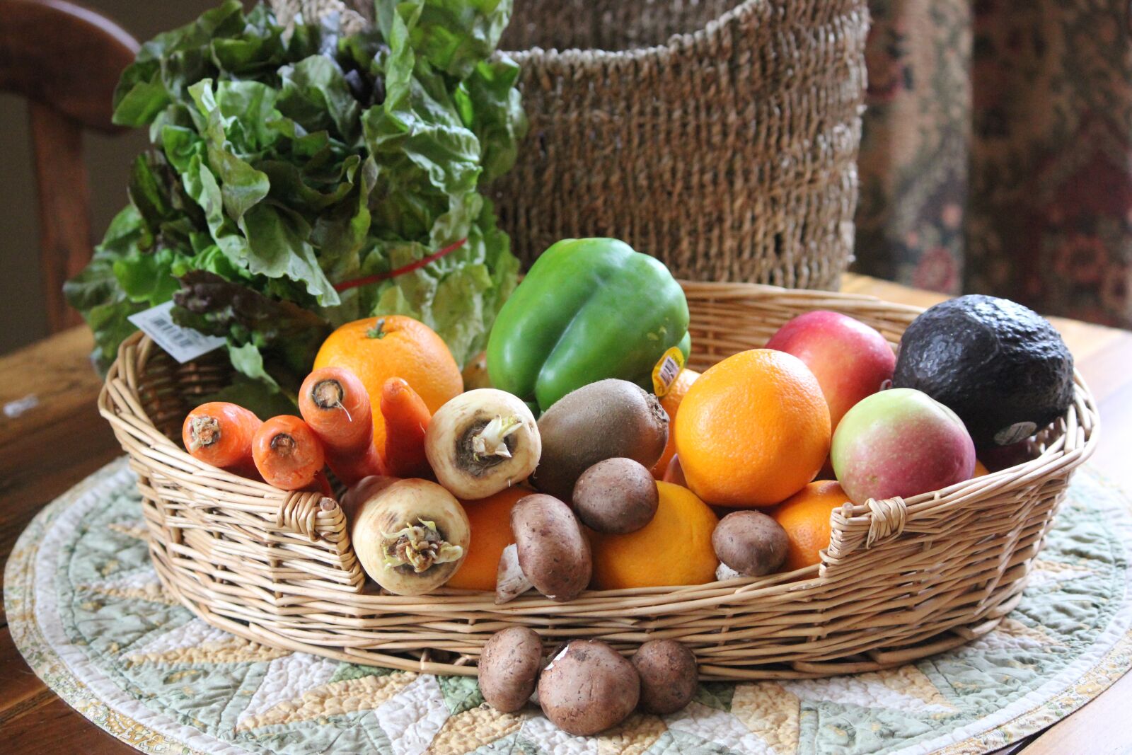 Canon EOS 550D (EOS Rebel T2i / EOS Kiss X4) sample photo. Fruit, veggies, basket photography